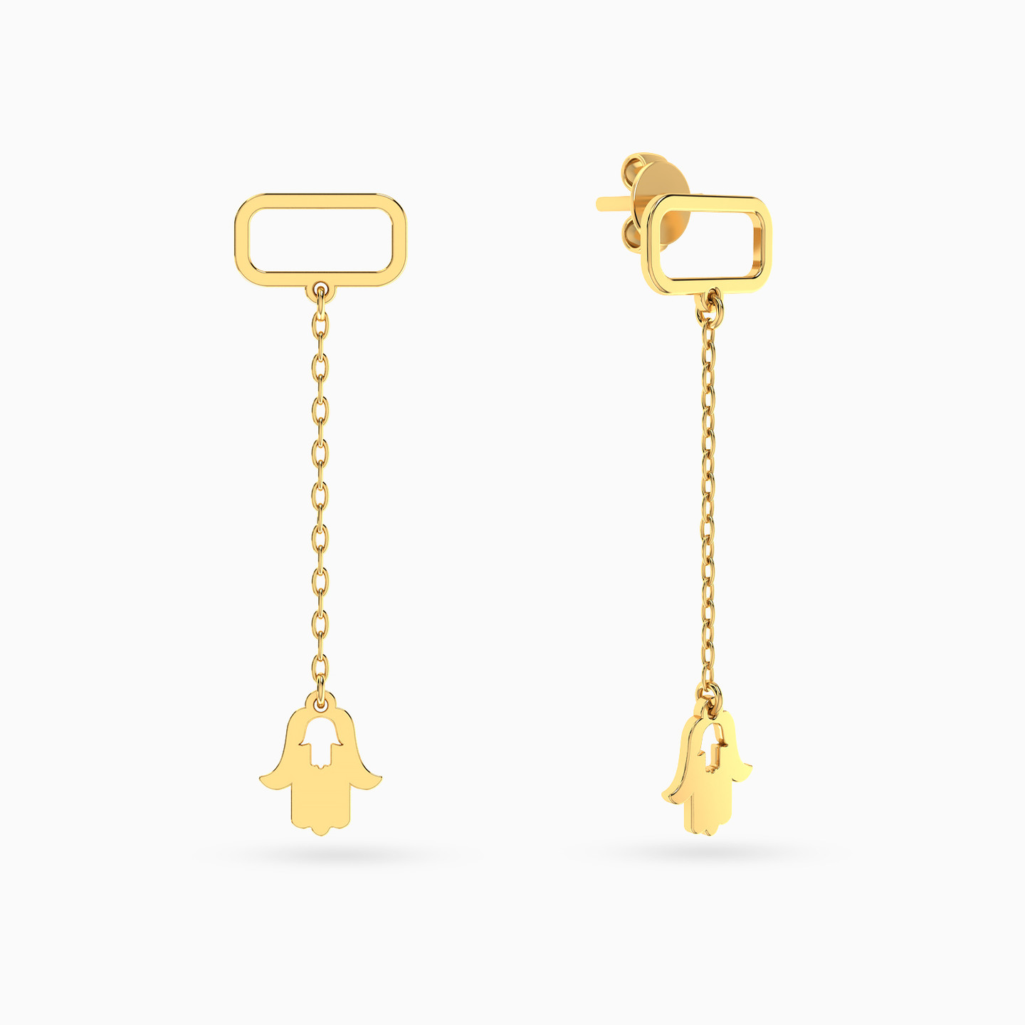 Hamsa Drop Earrings in 18K Gold - 2 Hamsa Drop Earrings in 18K Gold - 2