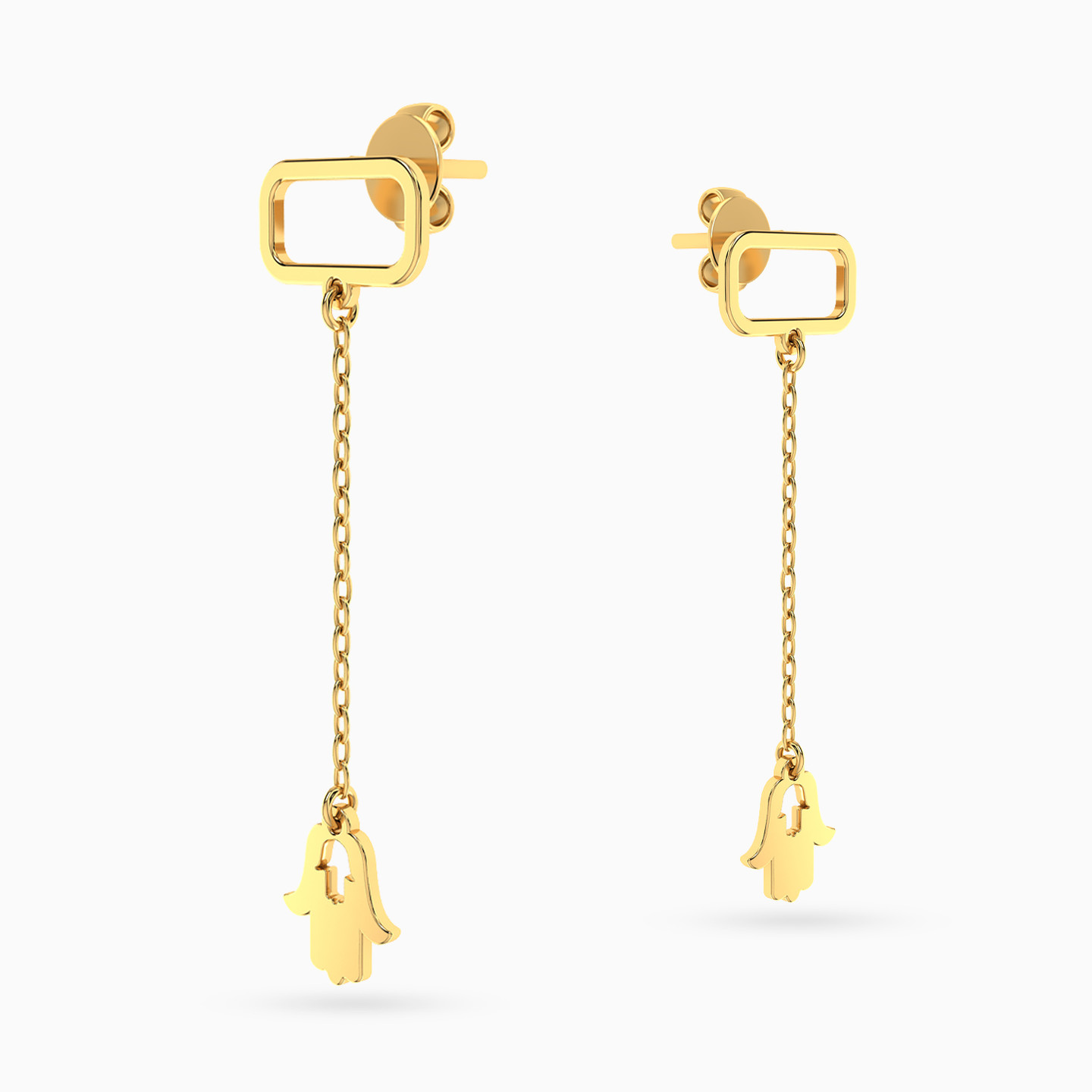 Hamsa Drop Earrings in 18K Gold - 3 Hamsa Drop Earrings in 18K Gold - 3