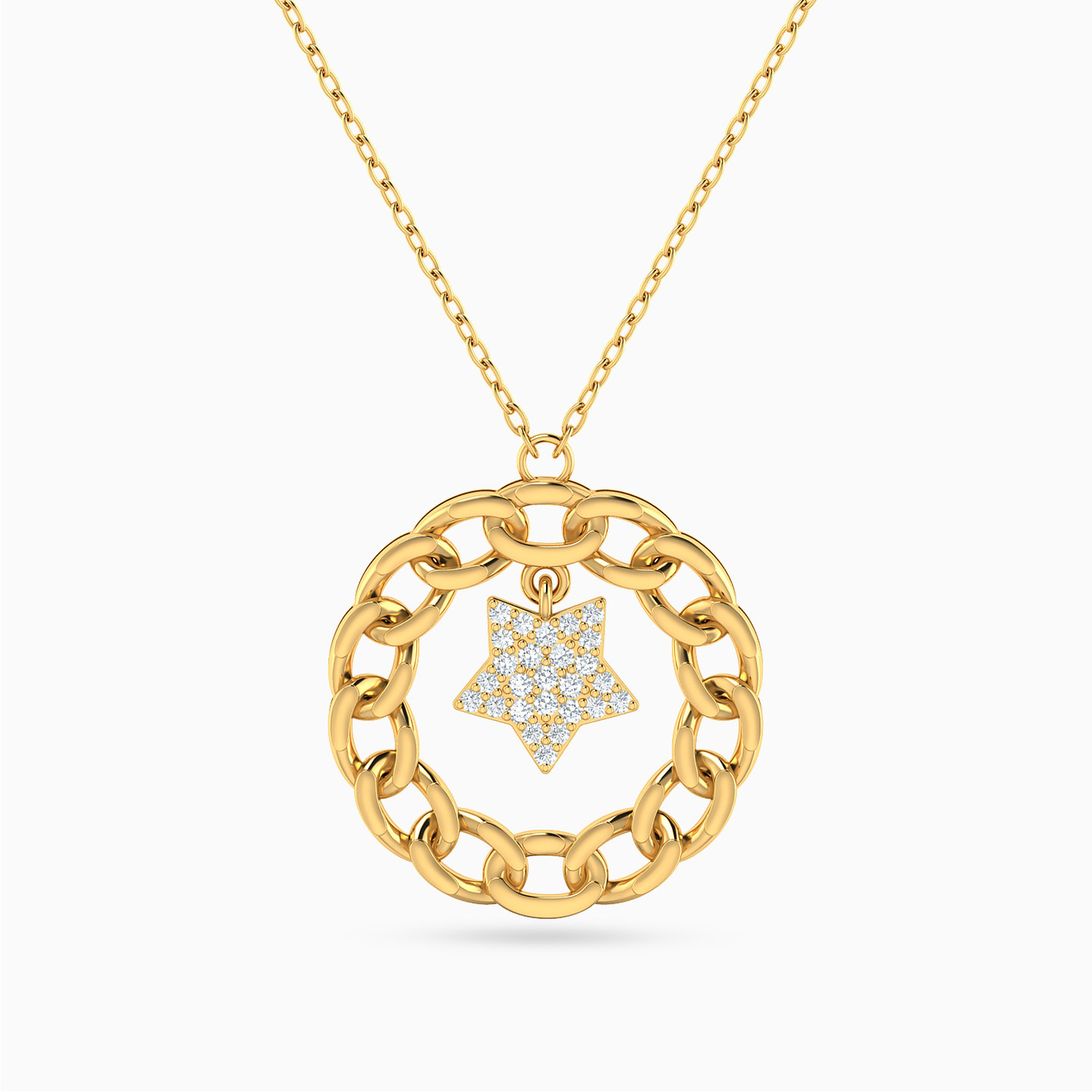 18K Gold Cubic Zirconia Pendant Necklace