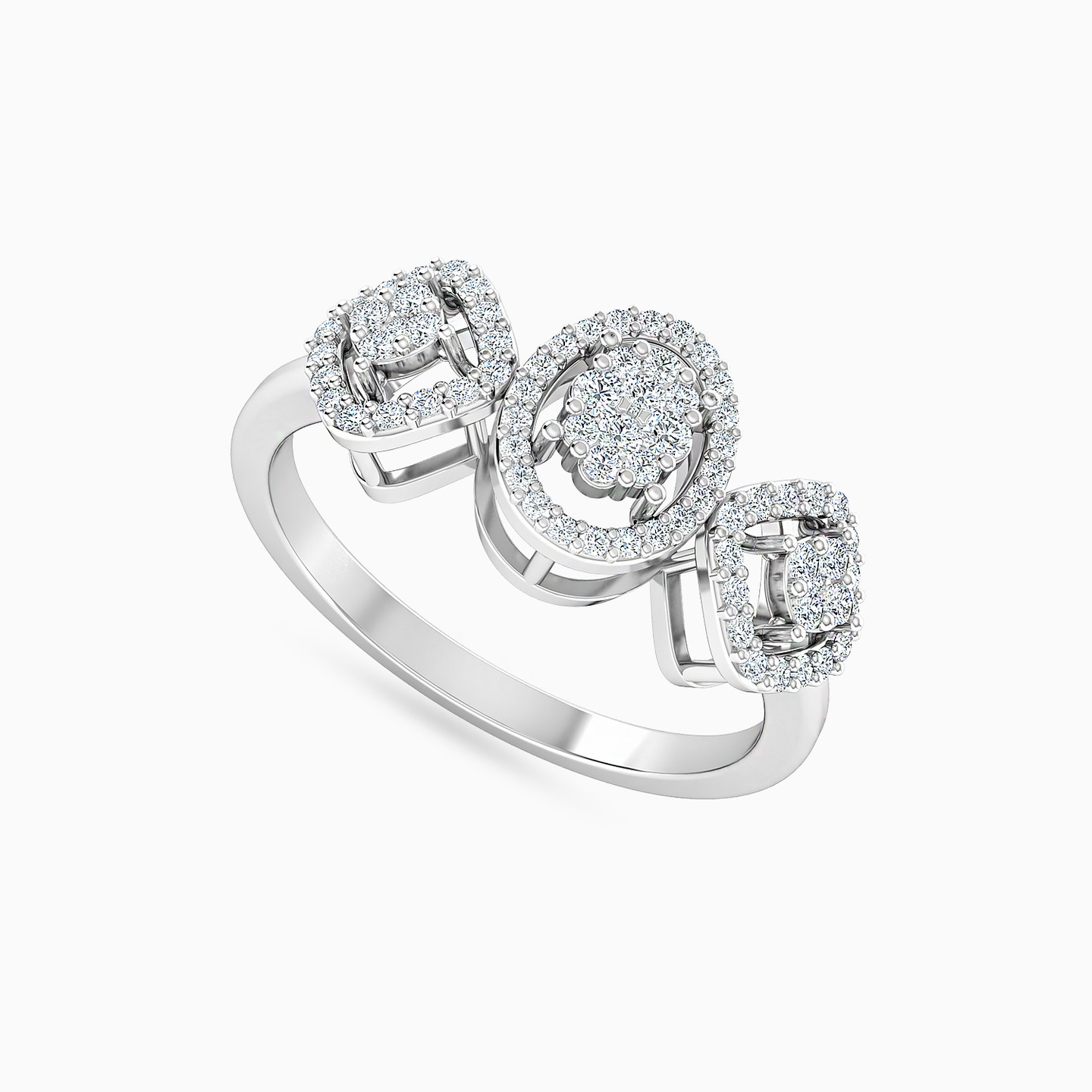 خاتم ذهب بأشكال متعددة عيار 18 قيراط مزين بالألماس - 3 خاتم ذهب بأشكال متعددة عيار 18 قيراط مزين بالألماس - 3