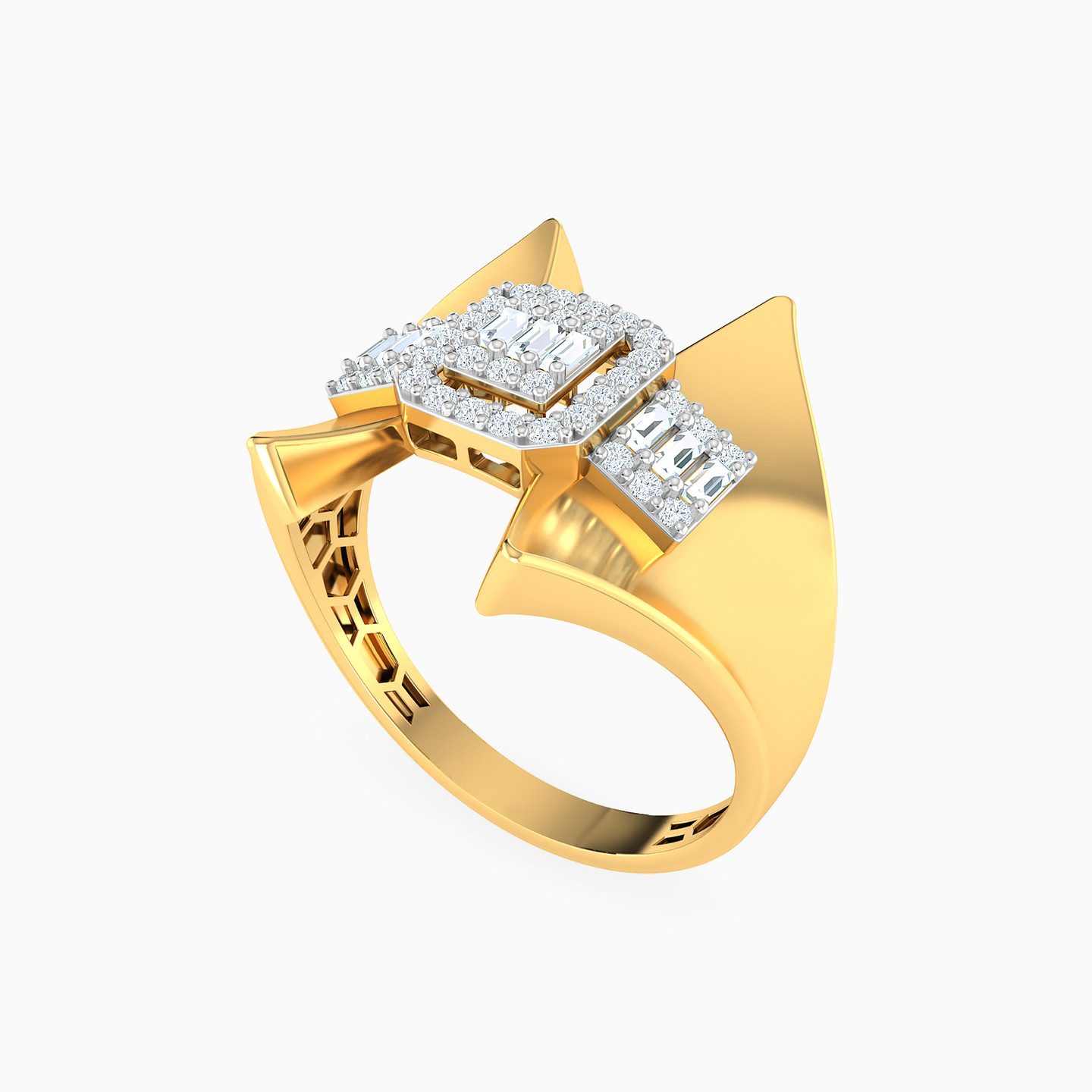 18K Gold Cubic Zirconia Statement Ring - 2