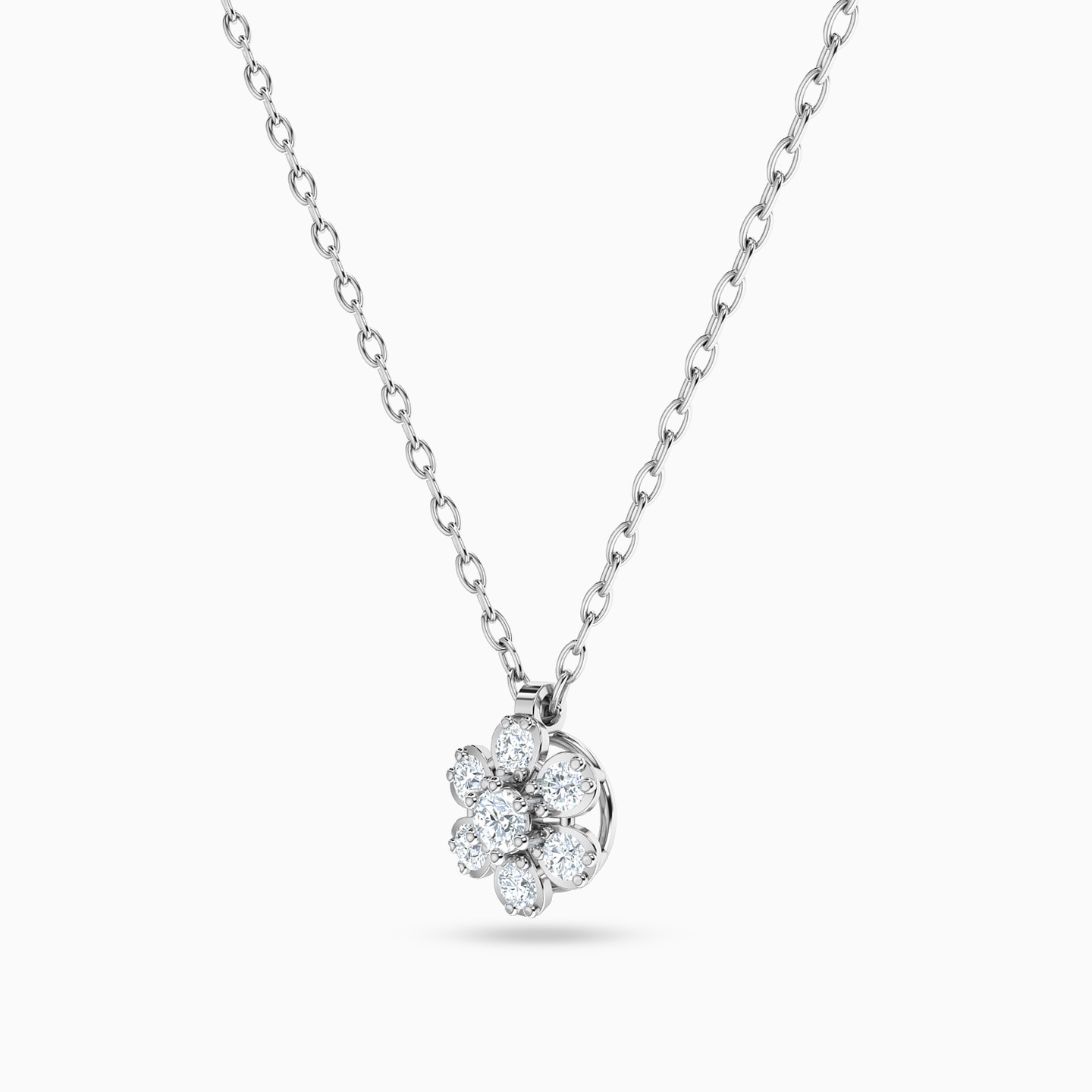 Flower Cubic Zirconia Necklace in 18K Gold - 2 Flower Cubic Zirconia Necklace in 18K Gold - 2