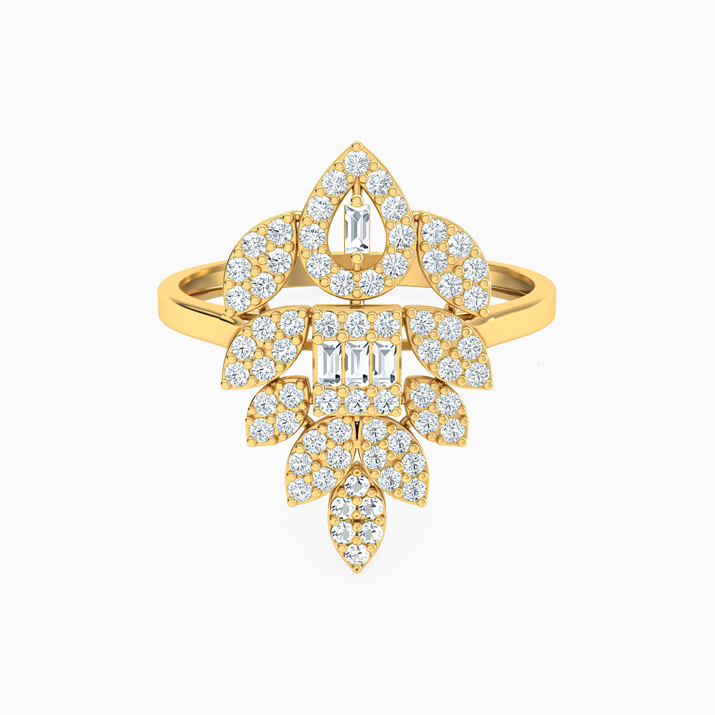 نصف طقم ذهب زهرة عيار 18 قيراط مزين بأحجار الزركون - 3 قطع - 3 نصف طقم ذهب زهرة عيار 18 قيراط مزين بأحجار الزركون - 3 قطع - 3