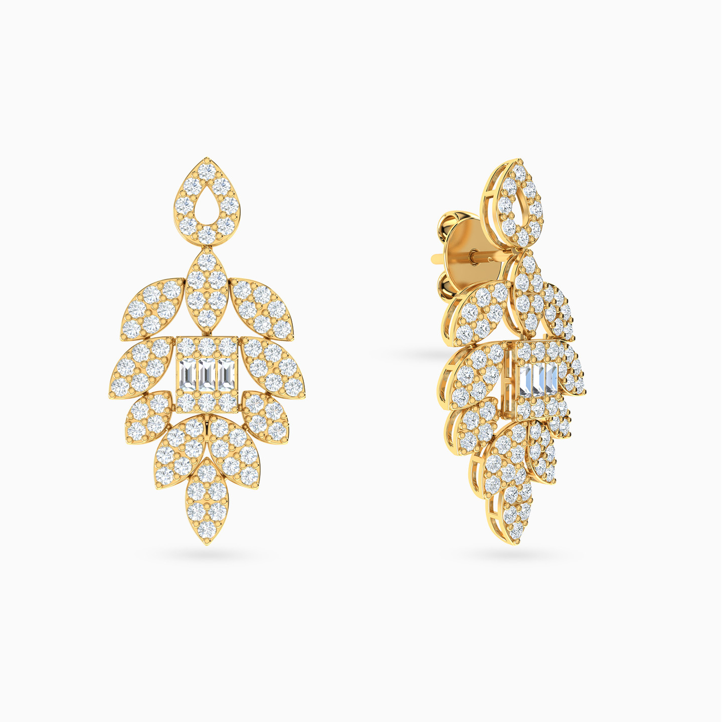 نصف طقم ذهب زهرة عيار 18 قيراط مزين بأحجار الزركون - 3 قطع - 4 نصف طقم ذهب زهرة عيار 18 قيراط مزين بأحجار الزركون - 3 قطع - 4