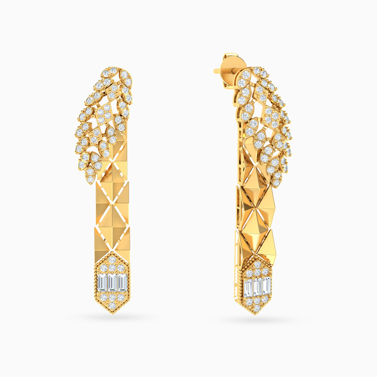 18K Gold Cubic Zirconia Drop Earrings - 2