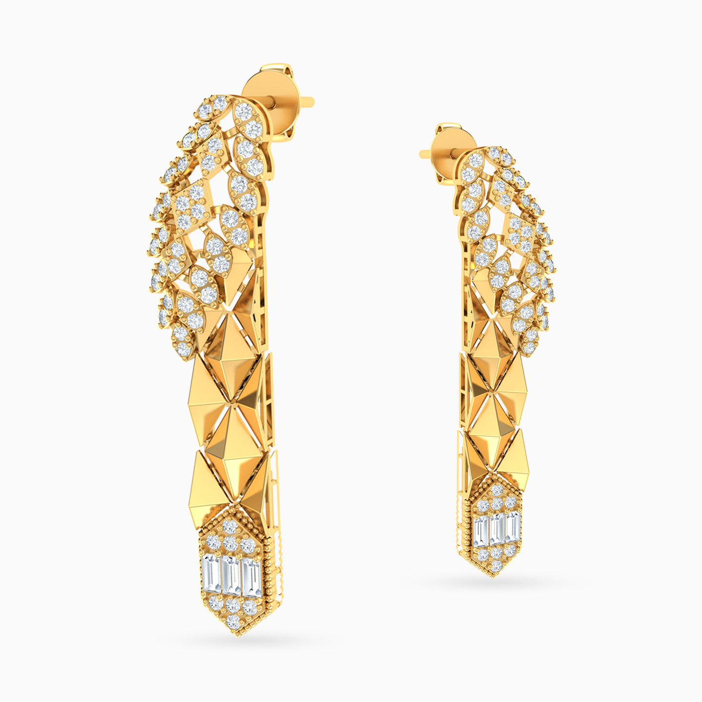 18K Gold Cubic Zirconia Drop Earrings - 3