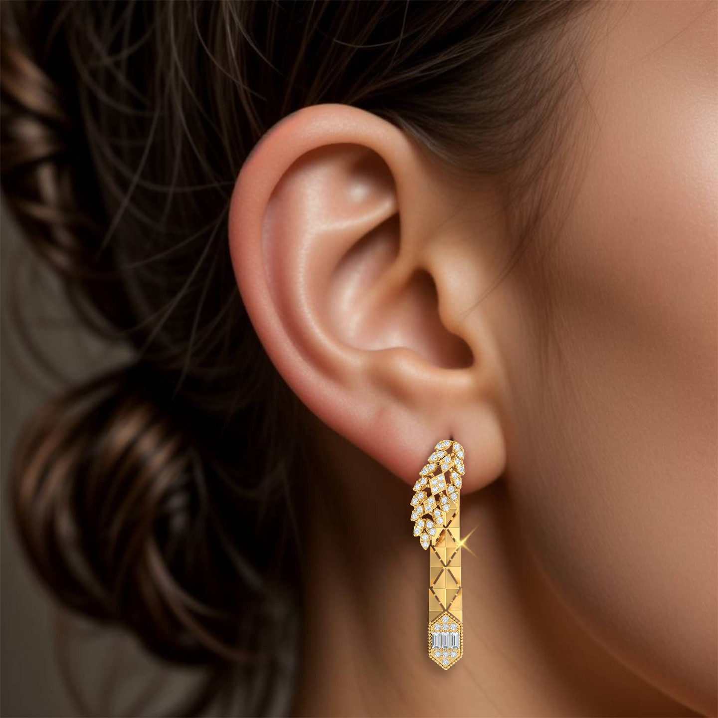 Cutwork Cubic Zirconia Drop Earrings in 18K Gold - 4 Cutwork Cubic Zirconia Drop Earrings in 18K Gold - 4