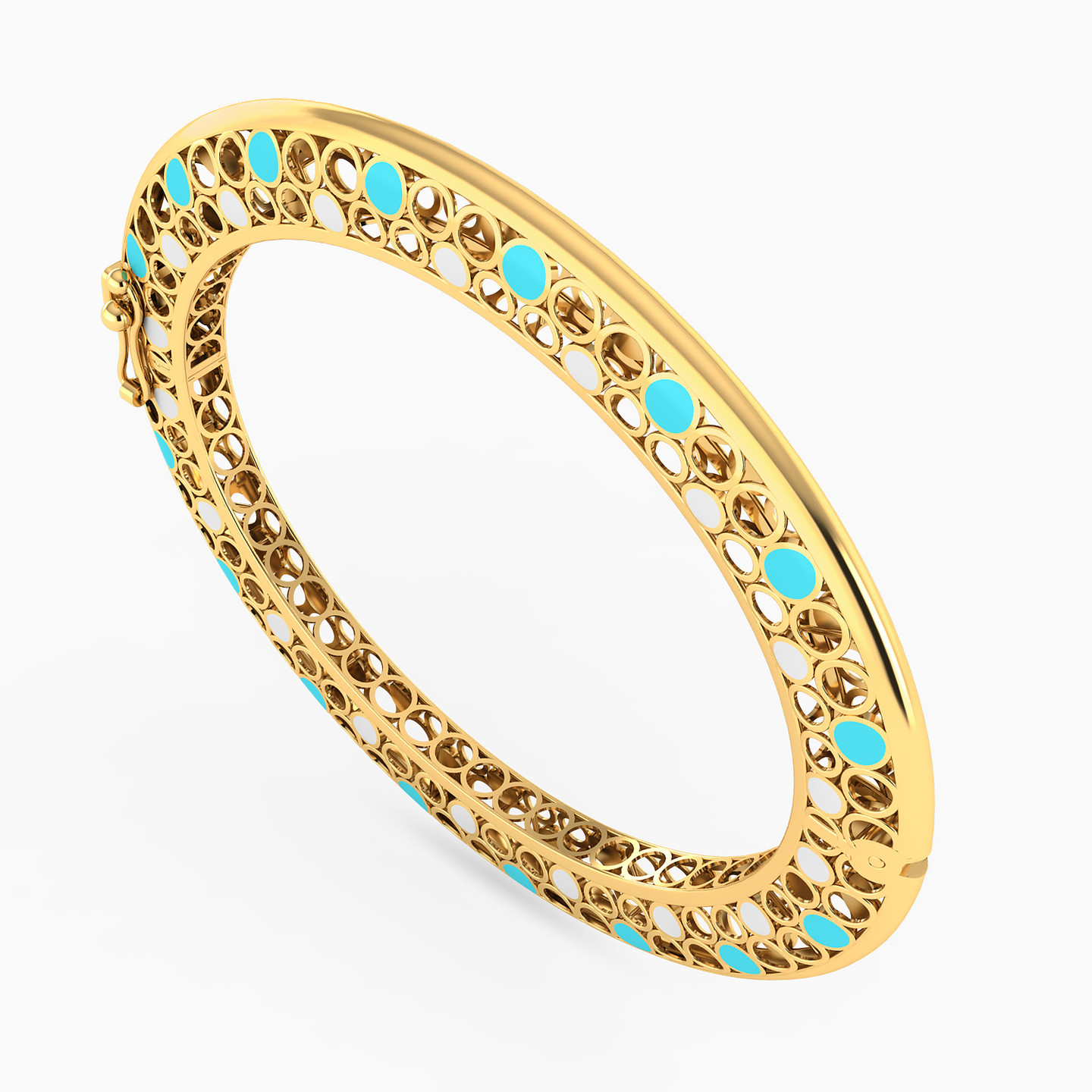 18K Gold Enamel Coated Bangle Bracelet - 3