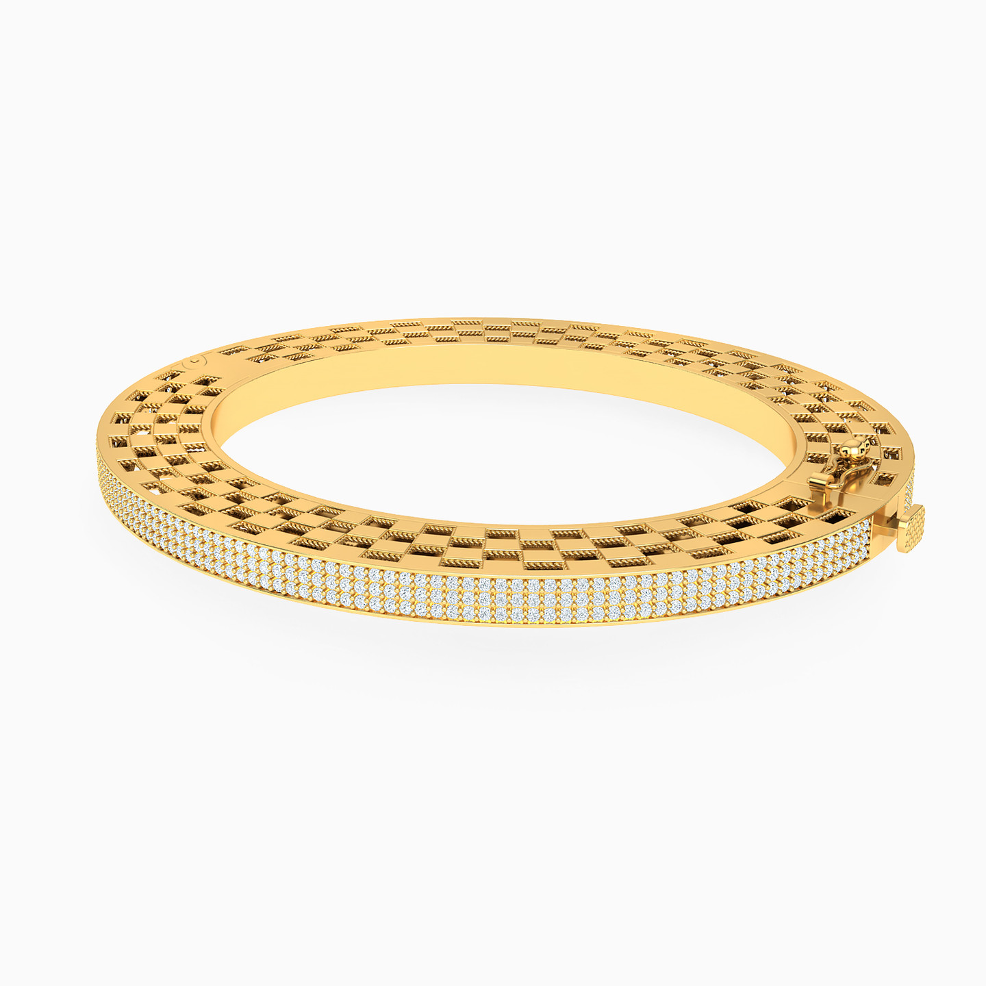 18K Gold Cubic Zirconia Bangle Bracelet - 2