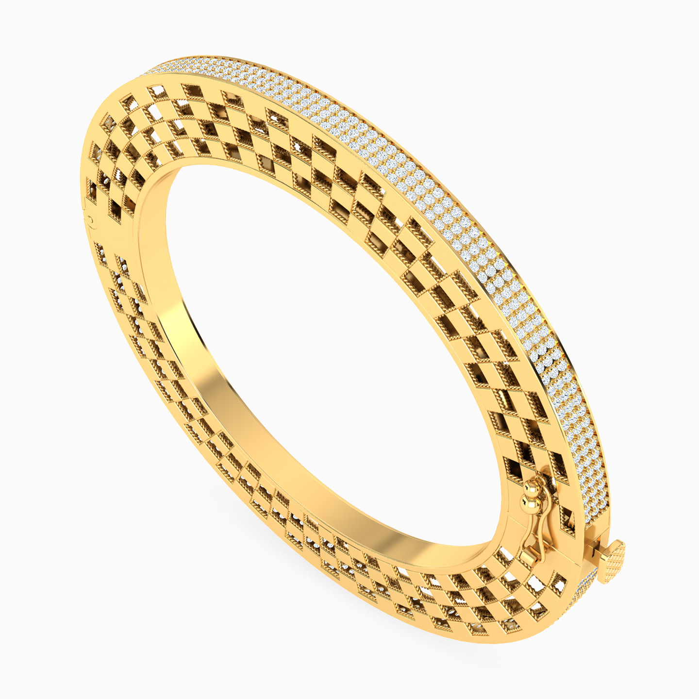 18K Gold Cubic Zirconia Bangle Bracelet - 3