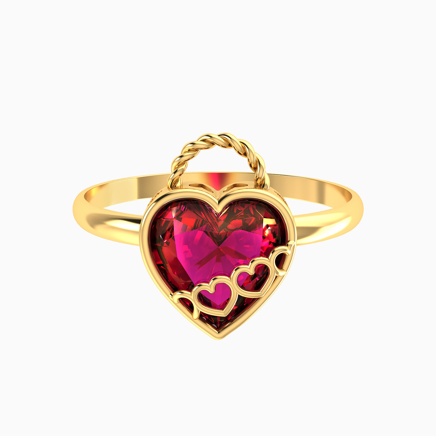 Heart Red Stone Statement Ring in 14K Gold Heart Red Stone Statement Ring in 14K Gold