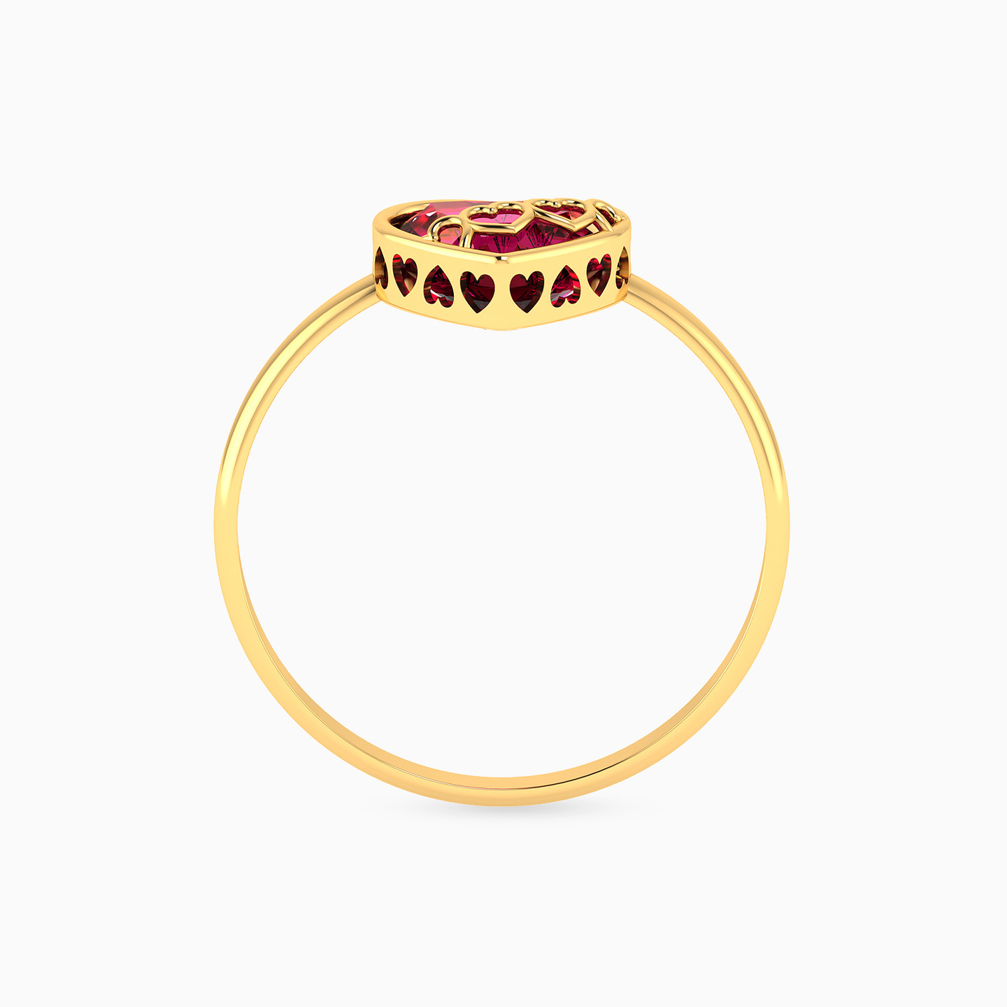 Heart Red Stone Statement Ring in 14K Gold - 3 Heart Red Stone Statement Ring in 14K Gold - 3