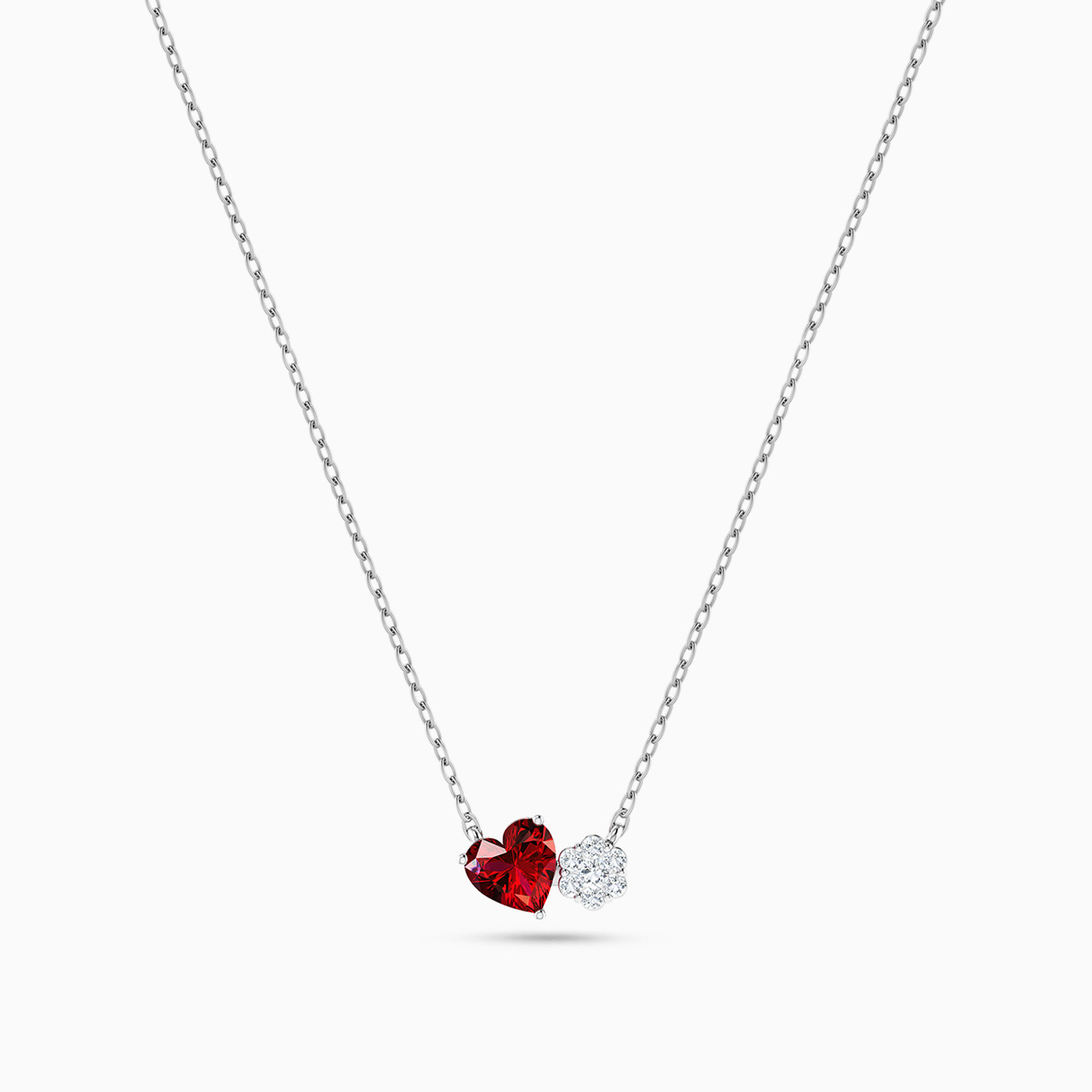 Heart Diamond & Colored Stones Pendant Necklace in 18K Gold - 3