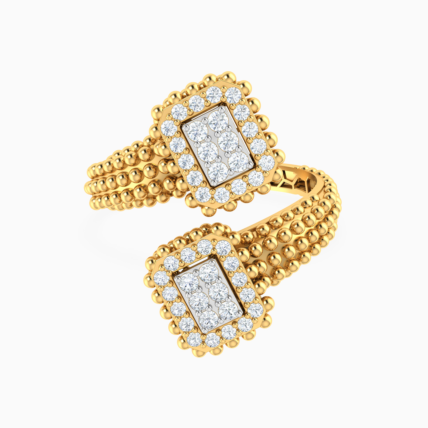 Square Cubic Zirconia Two-headed Ring in 18K Gold