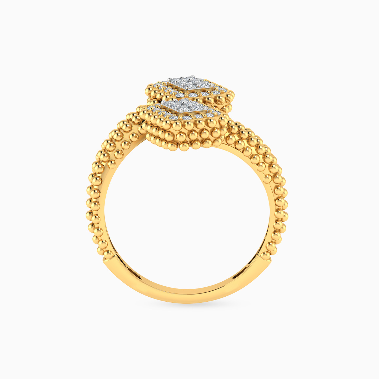 Square Cubic Zirconia Two-headed Ring in 18K Gold - 3