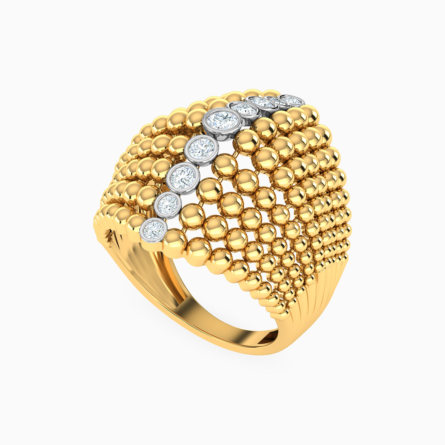 Beaded Cubic Zirconia Ring in 18K Gold - 2 Beaded Cubic Zirconia Ring in 18K Gold - 2