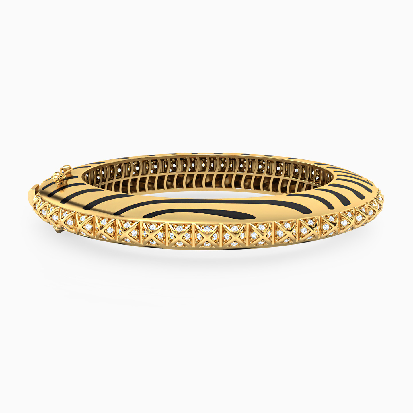 Pyramid Cubic Zirconia Bangle Bracelet in 18K Gold