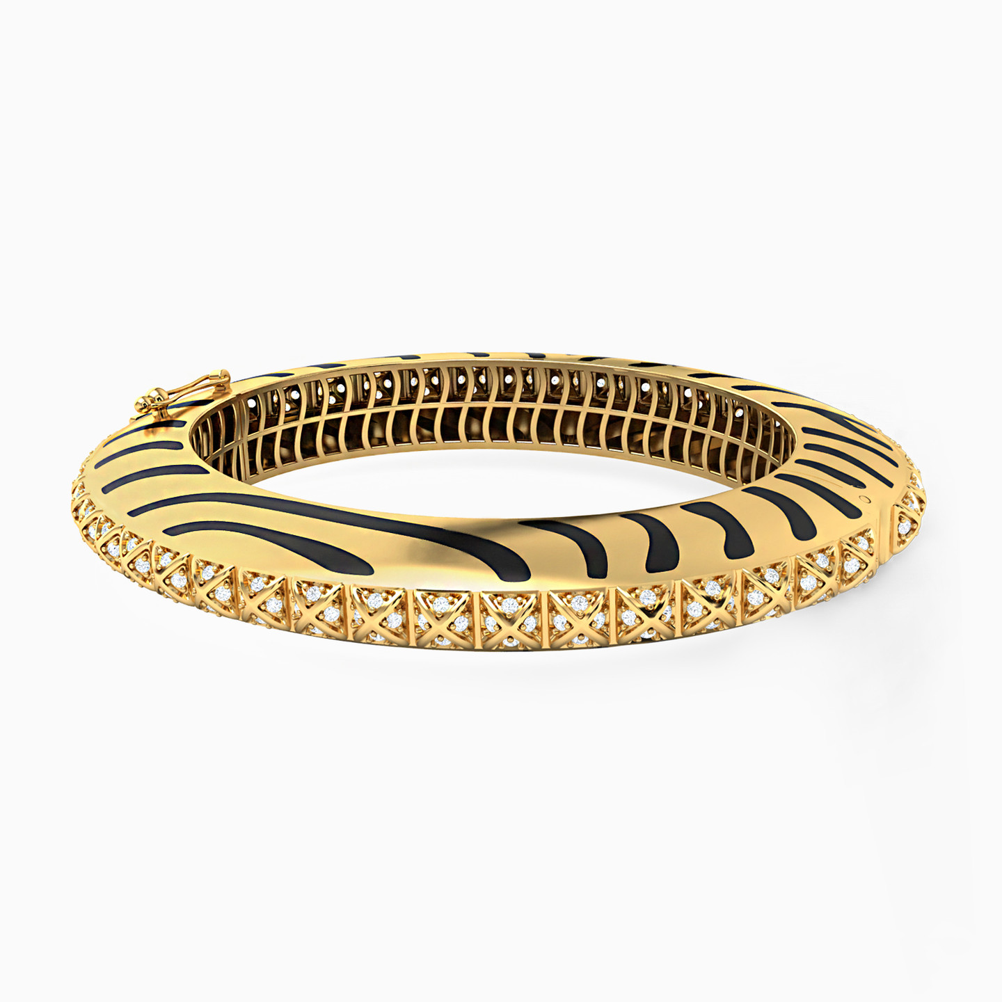 Pyramid Cubic Zirconia Bangle Bracelet in 18K Gold - 2