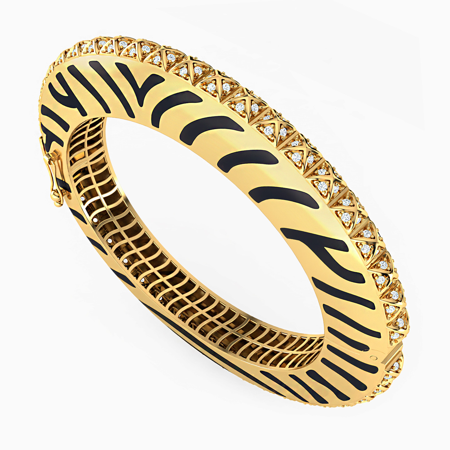 Pyramid Cubic Zirconia Bangle Bracelet in 18K Gold - 3