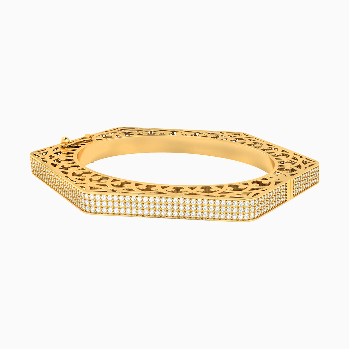 18K Gold Cubic Zirconia Bangle Bracelet - 2