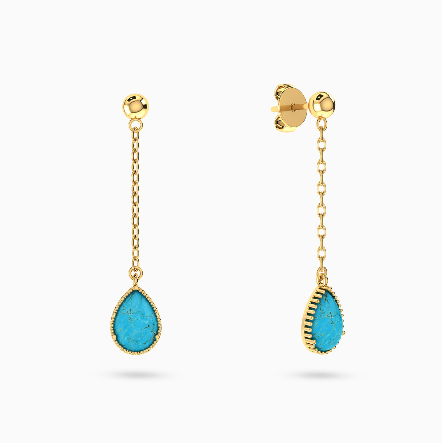 Pear Colored Stones Drop Earrings in 18K Gold - 2 Pear Colored Stones Drop Earrings in 18K Gold - 2
