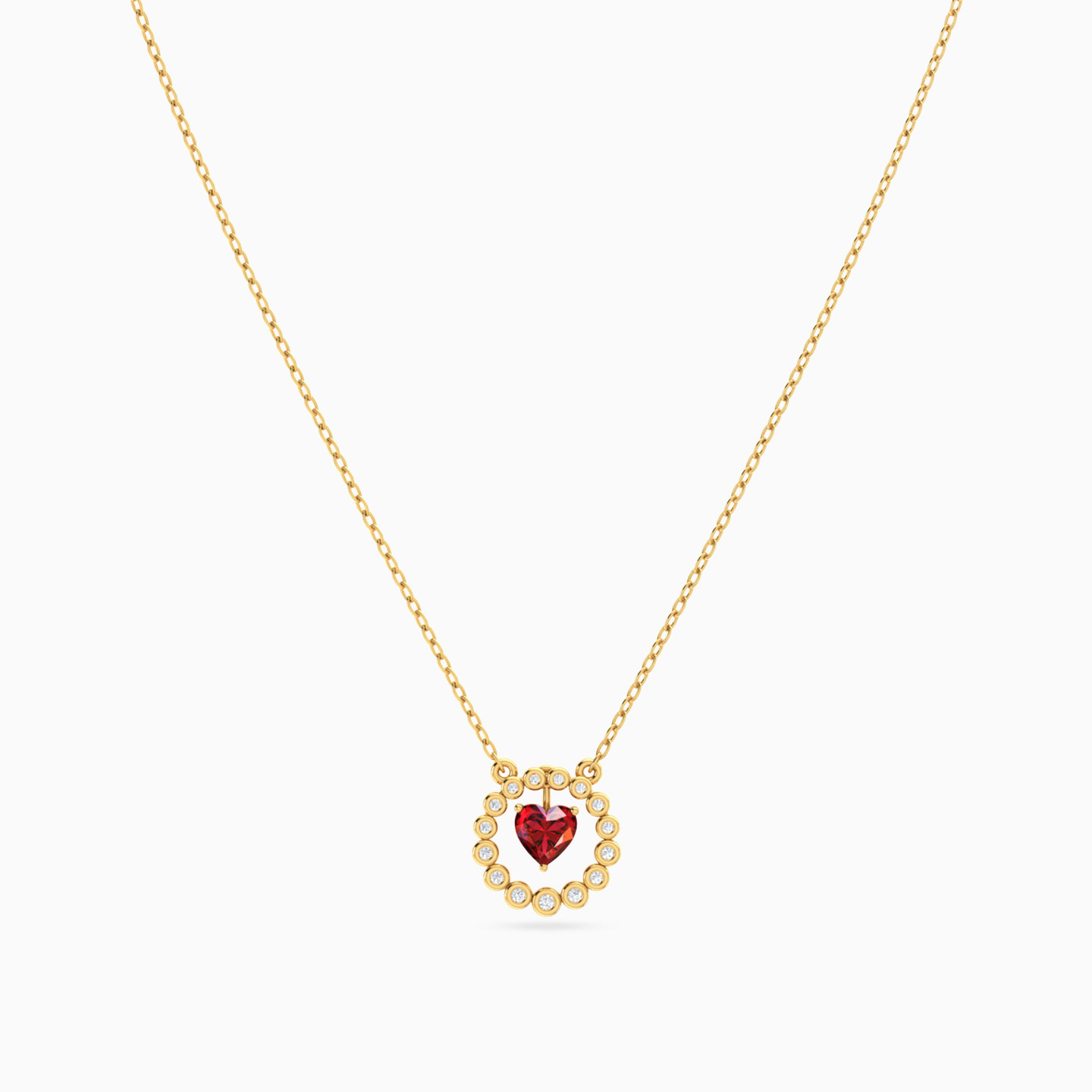 سلسلة ذهب دائري عيار 18 قيراط مزينة بالألماس وحجر أحمر - 3 سلسلة ذهب دائري عيار 18 قيراط مزينة بالألماس وحجر أحمر - 3