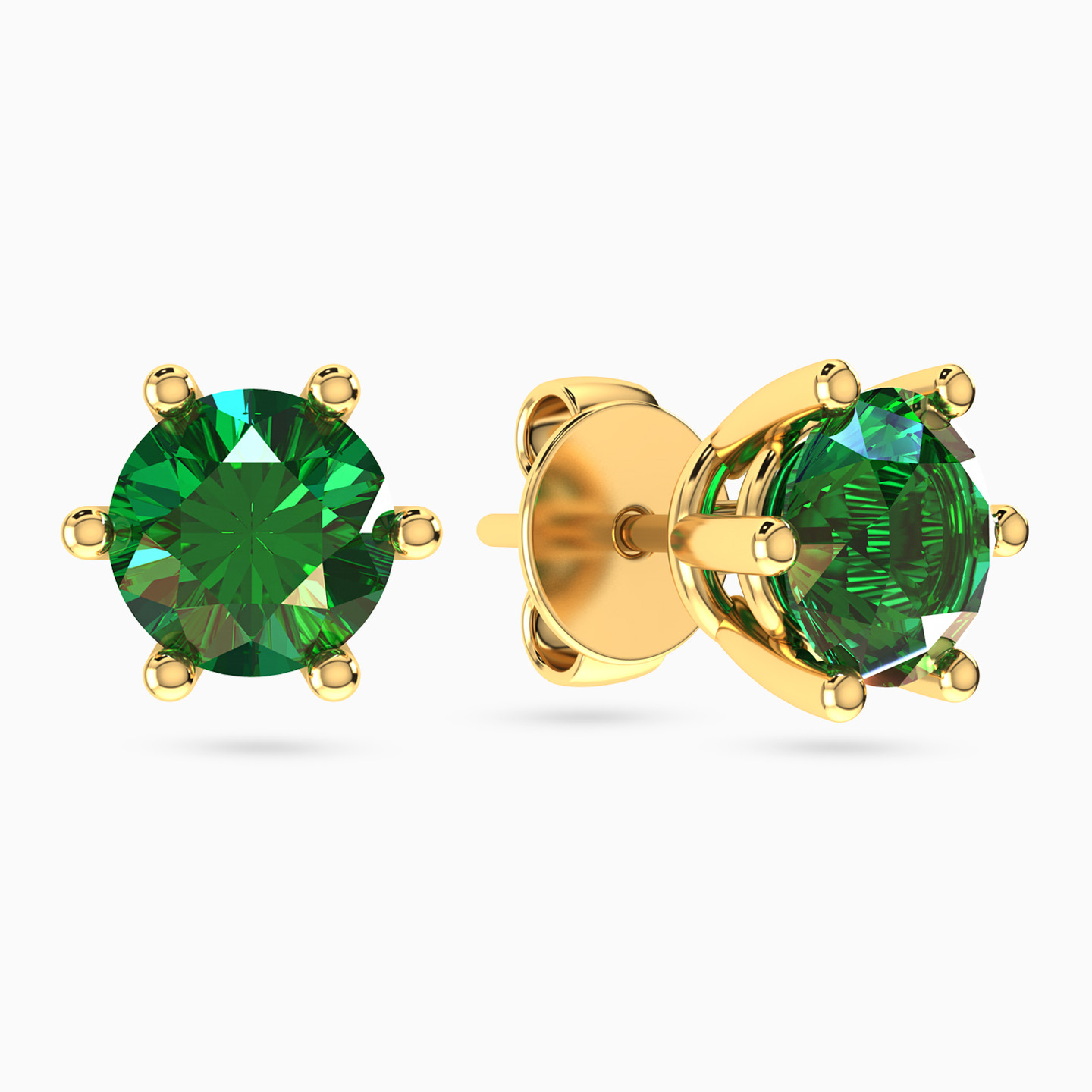 18K Gold Colored Stones Stud Earrings - 2