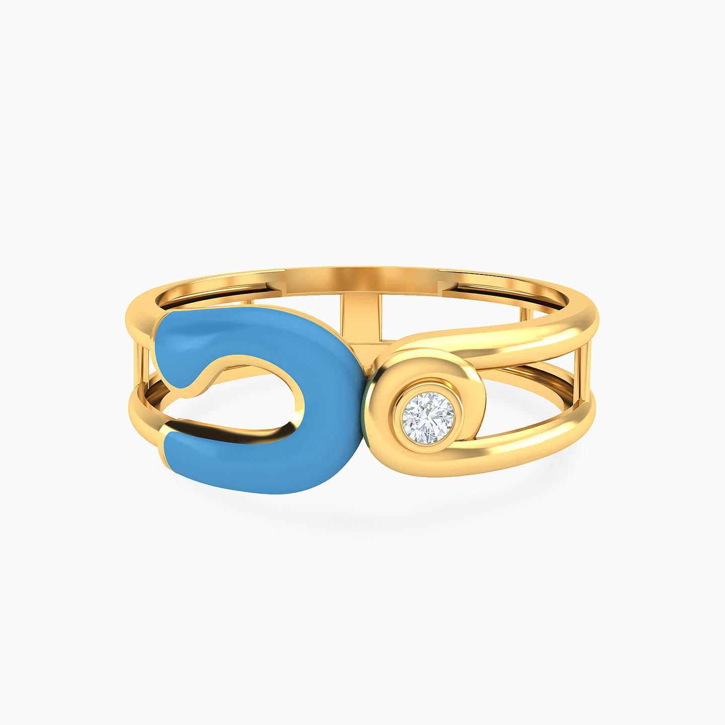 Horseshoe Cubic Zirconia & Enamel Coated Ring in 18K Gold Horseshoe Cubic Zirconia & Enamel Coated Ring in 18K Gold