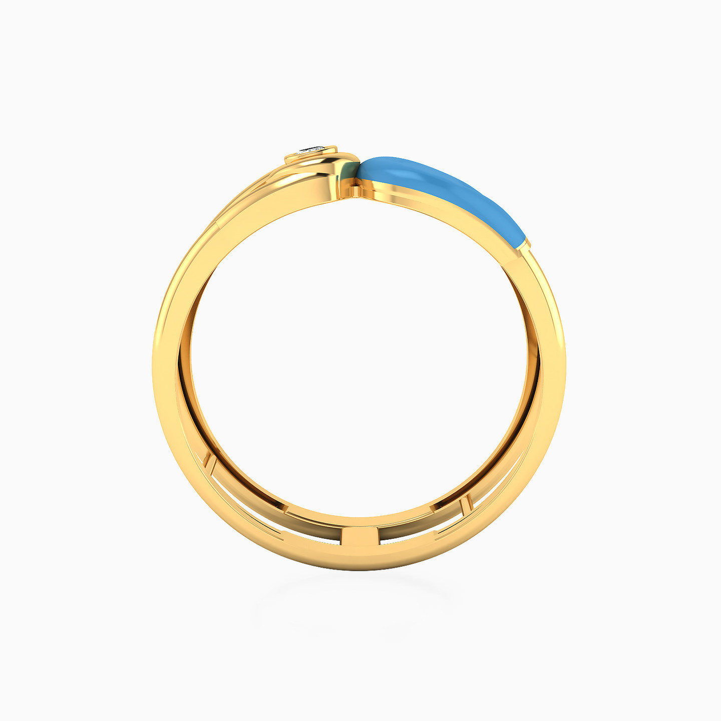 Horseshoe Cubic Zirconia & Enamel Coated Ring in 18K Gold - 3 Horseshoe Cubic Zirconia & Enamel Coated Ring in 18K Gold - 3