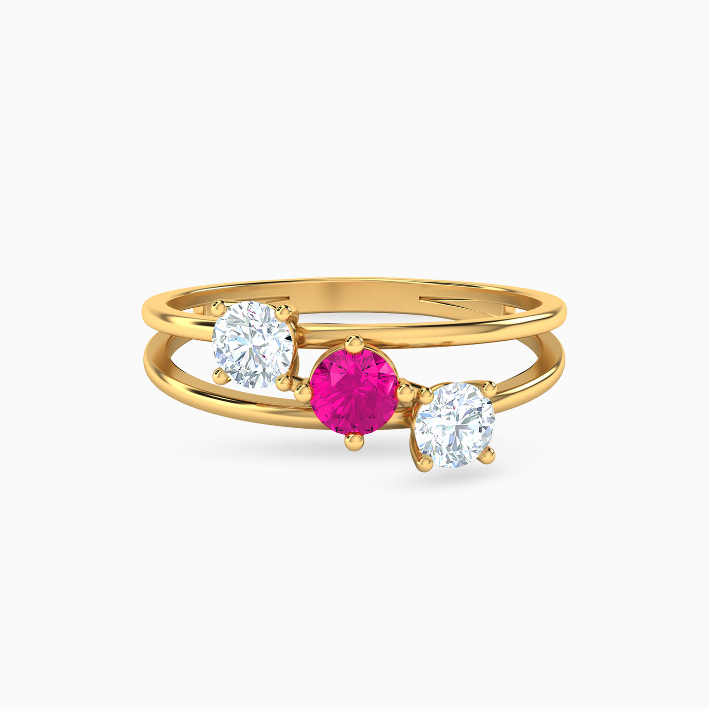 18K Gold Colored Stones Statement Ring