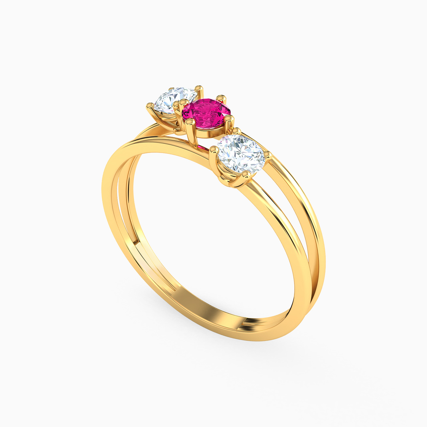 18K Gold Colored Stones Statement Ring - 2