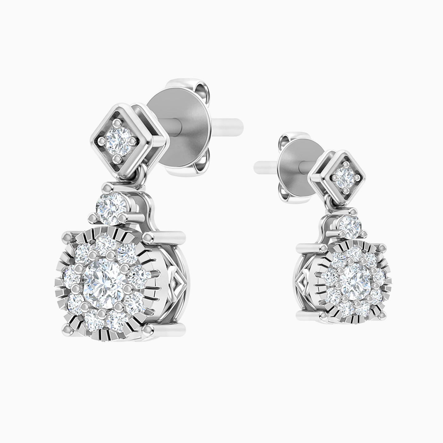 Circle Diamond Drop Earrings in 18K Gold - 5 Circle Diamond Drop Earrings in 18K Gold - 5