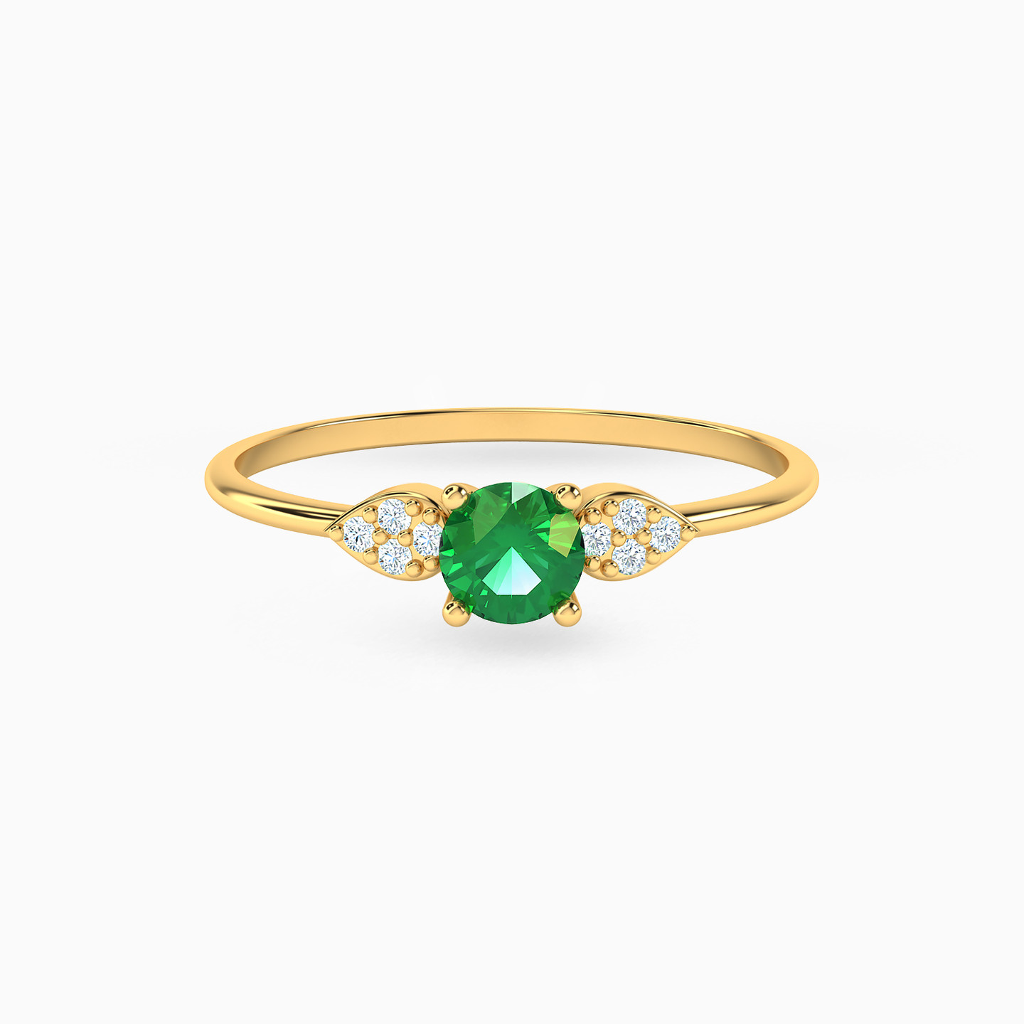 Circle Green Stones Ring in 18K Gold