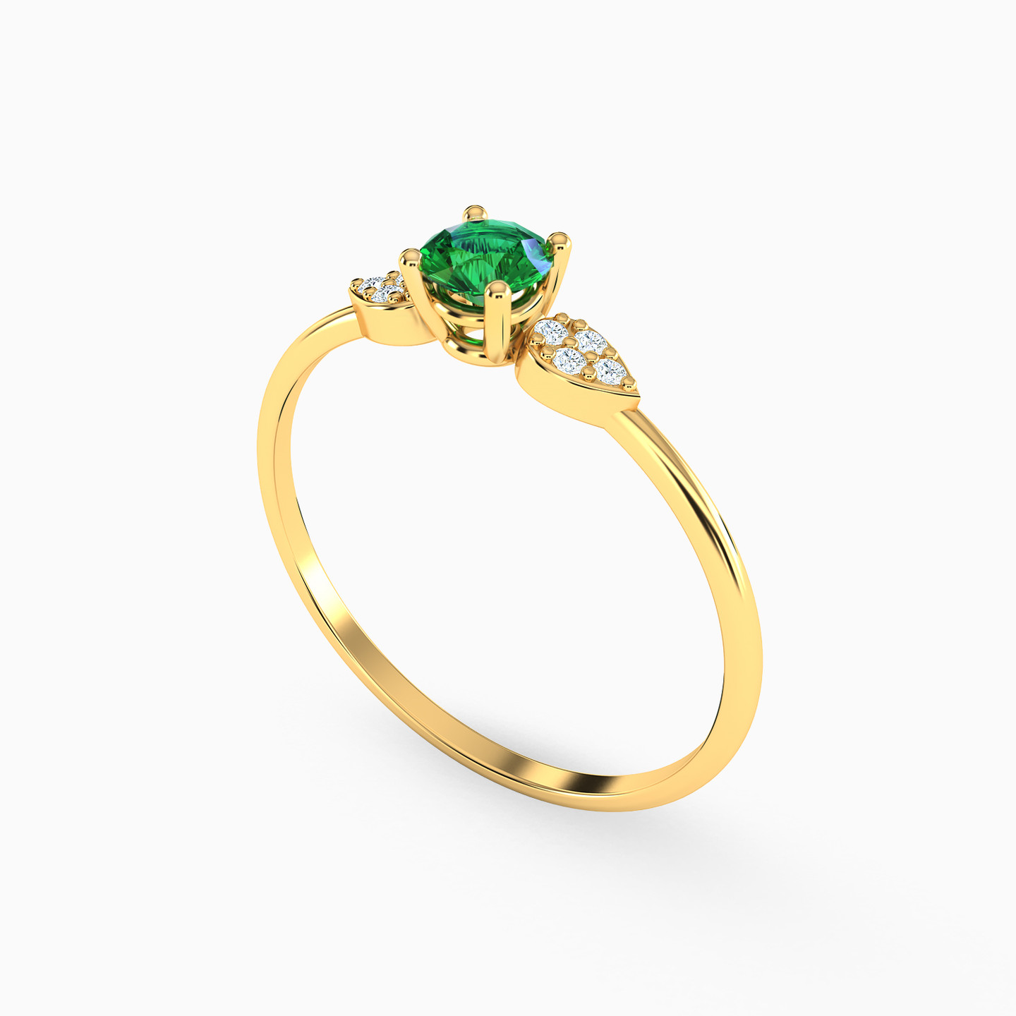 Circle Green Stones Ring in 18K Gold - 2