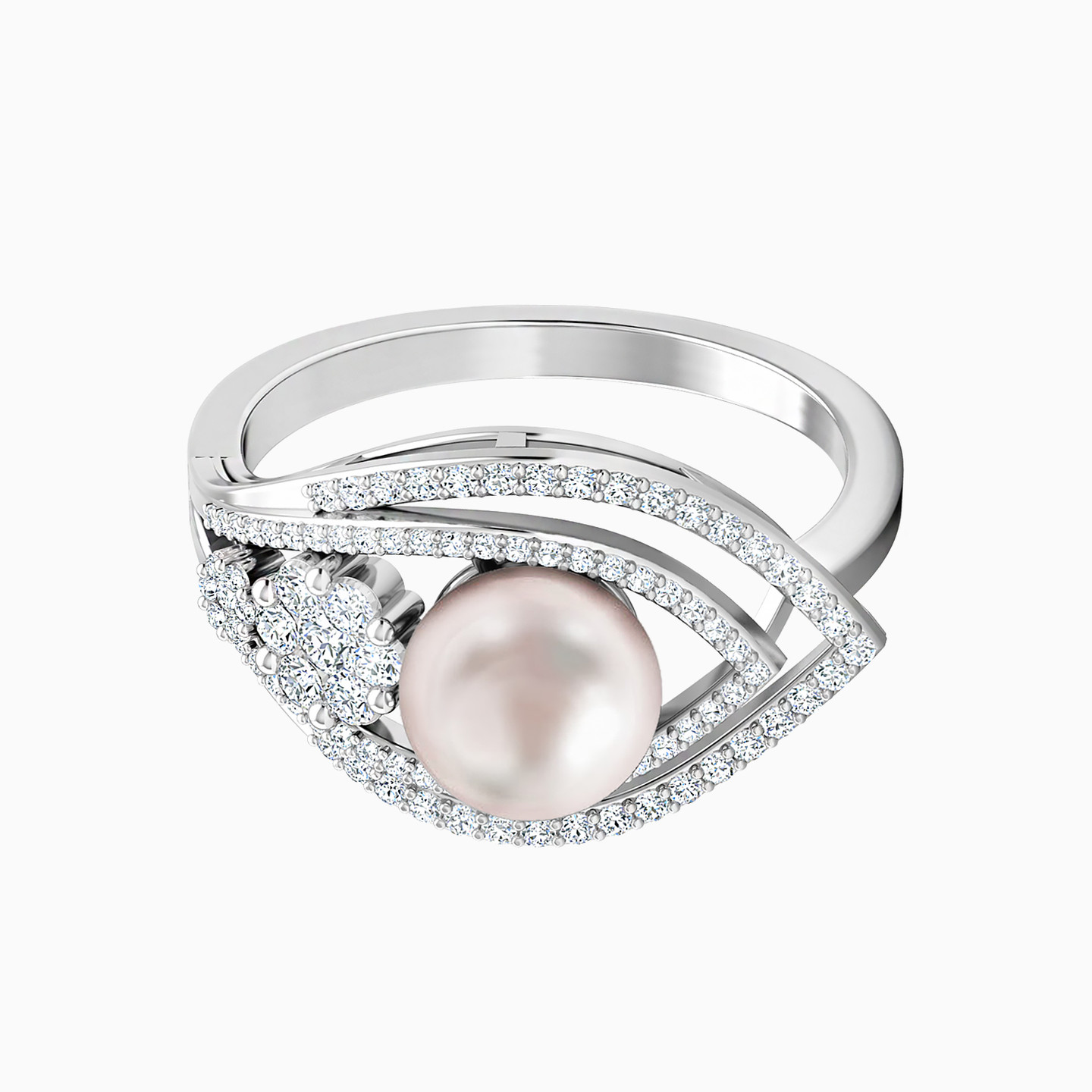 Marquise Diamond & Pearl Ring in 18K Gold Marquise Diamond & Pearl Ring in 18K Gold