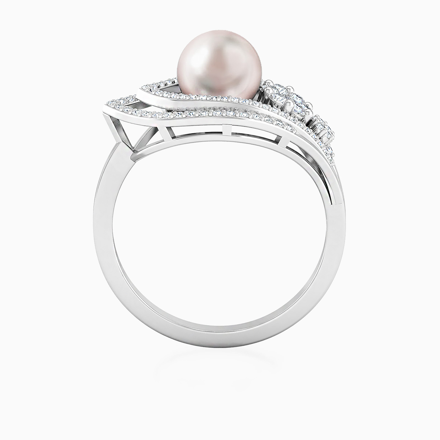 Marquise Diamond & Pearl Ring in 18K Gold - 3 Marquise Diamond & Pearl Ring in 18K Gold - 3