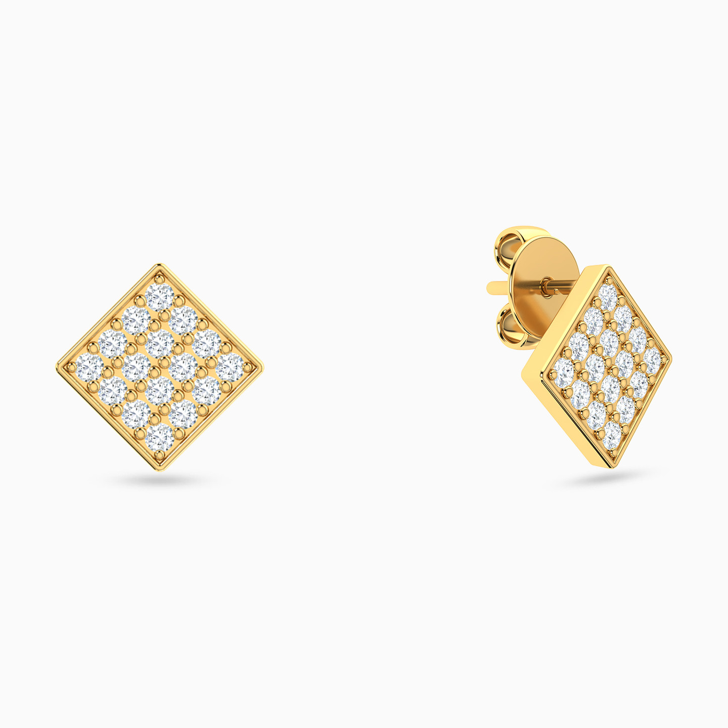 18K Gold Cubic Zirconia Stud Earrings - 2