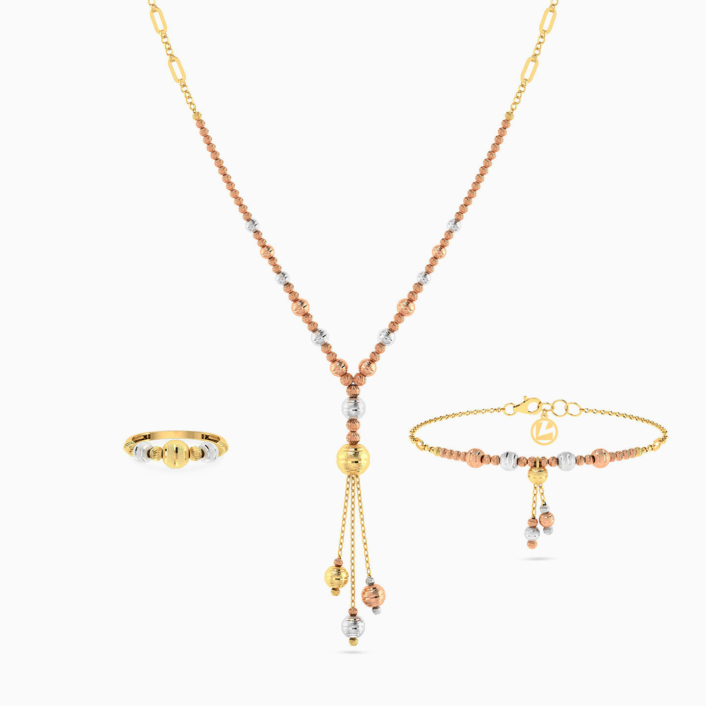 18K Gold Jewelry Set - 3 Pieces