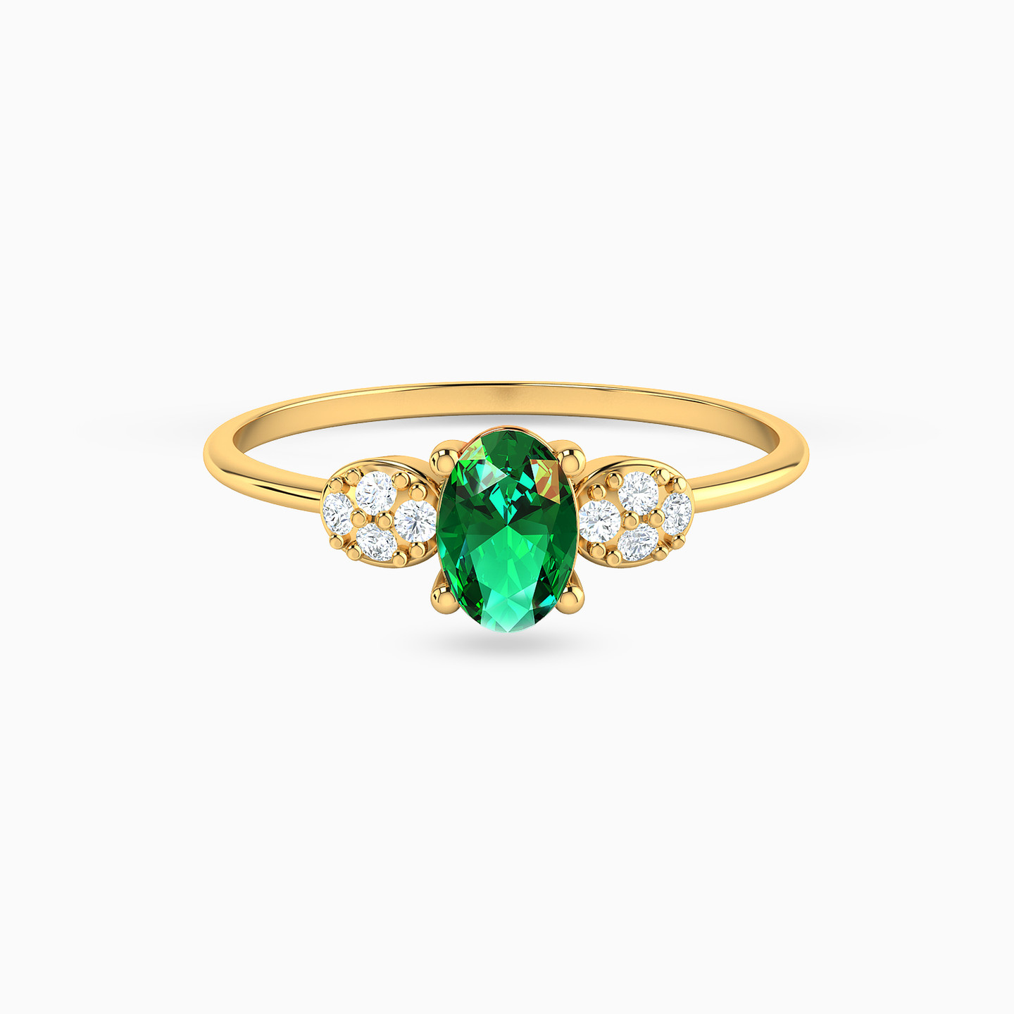 Oval Green Stones Ring in 18K Gold Oval Green Stones Ring in 18K Gold