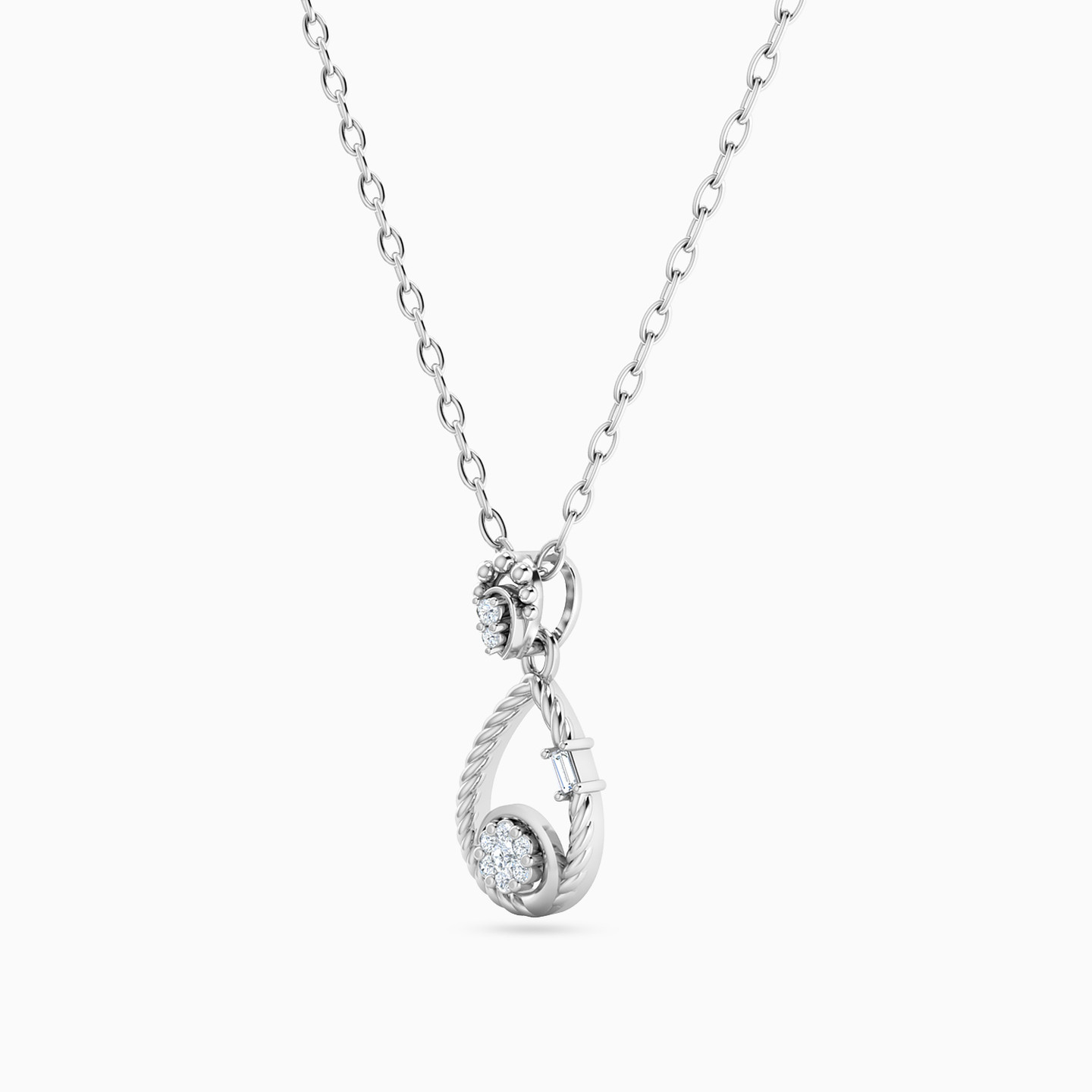 Pear Diamond Necklace in 18K Gold - 2 Pear Diamond Necklace in 18K Gold - 2