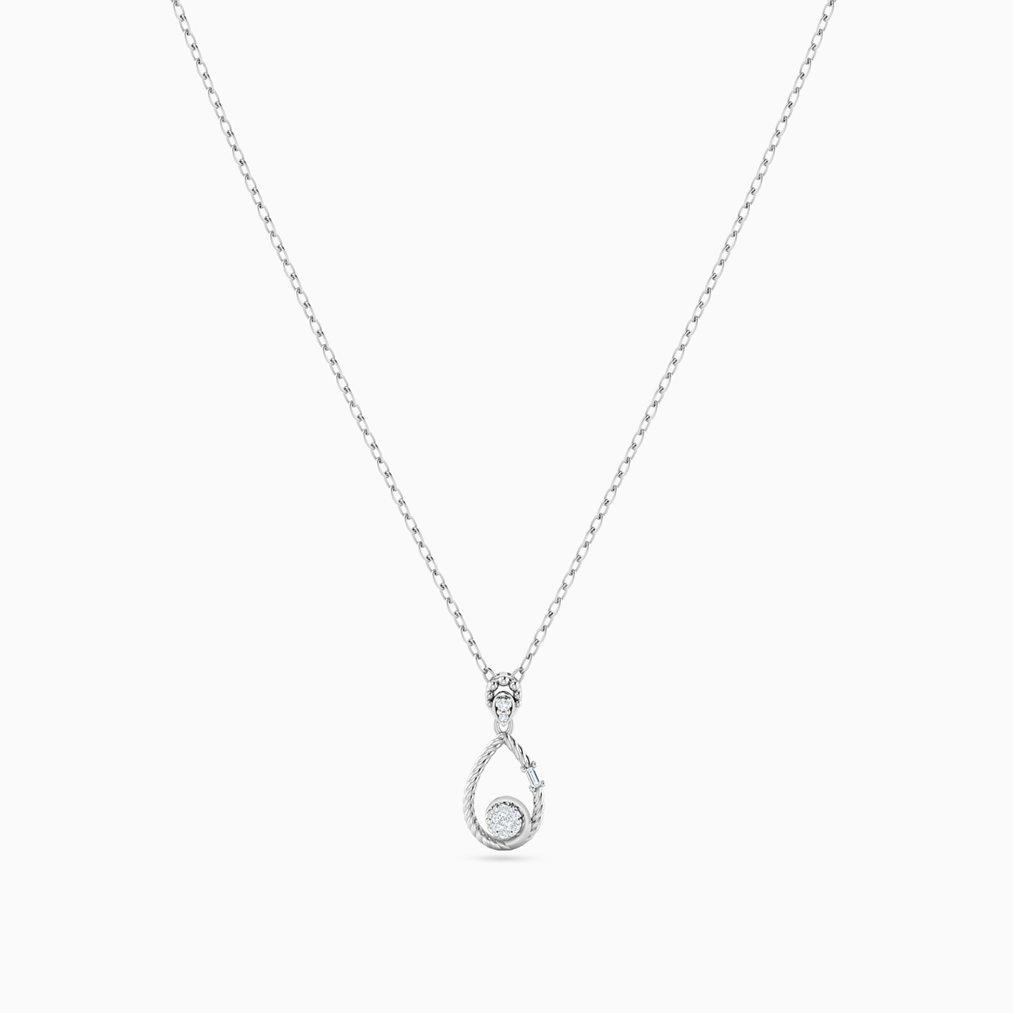 Pear Diamond Necklace in 18K Gold - 3 Pear Diamond Necklace in 18K Gold - 3