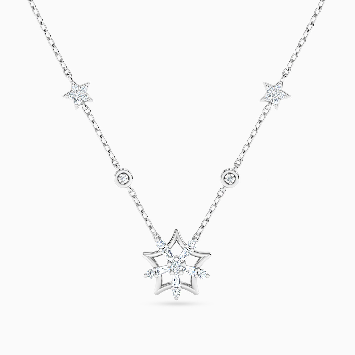 سلسلة ذهب نجمة عيار 18 قيراط مزينة بالألماس  