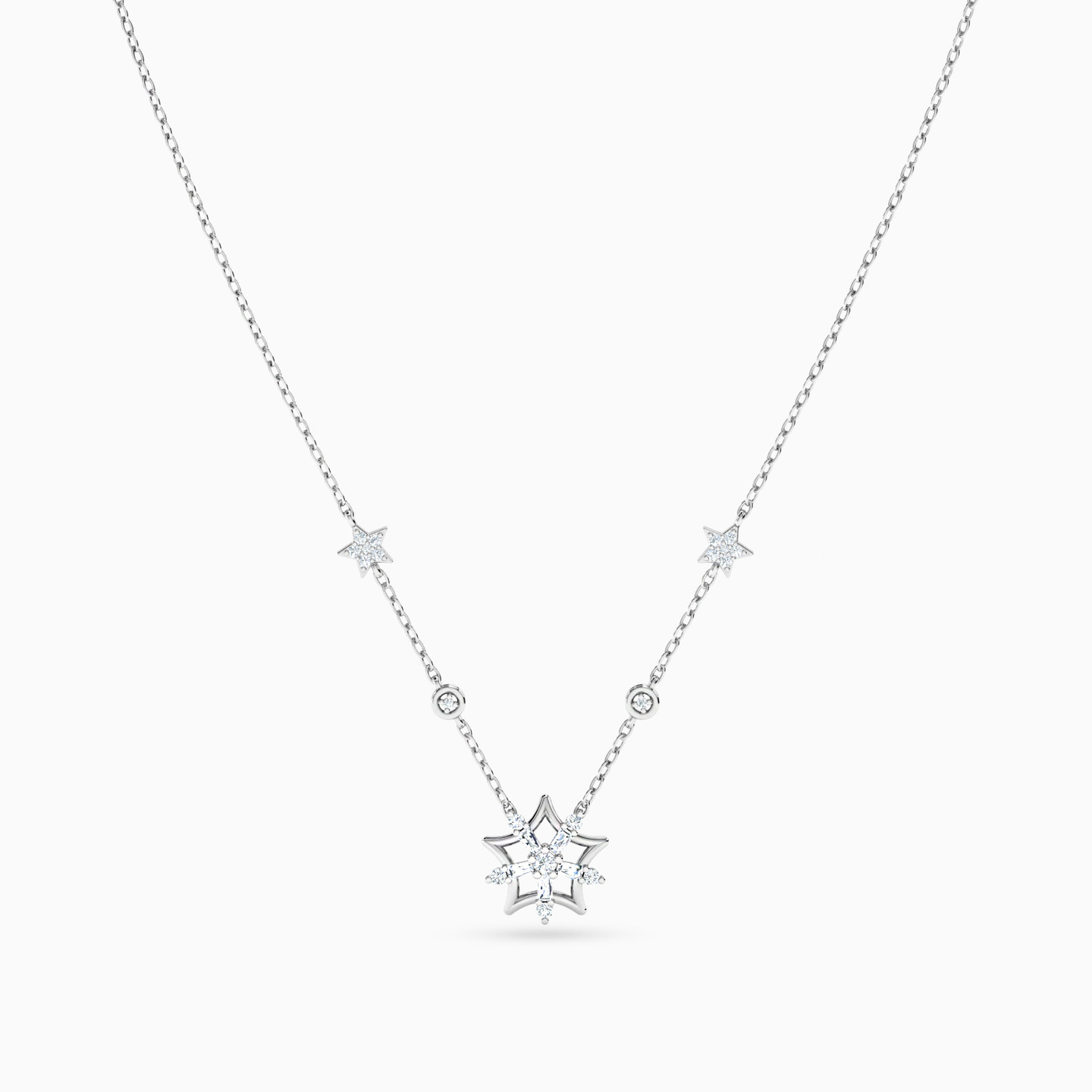 سلسلة ذهب نجمة عيار 18 قيراط مزينة بالألماس   - 3