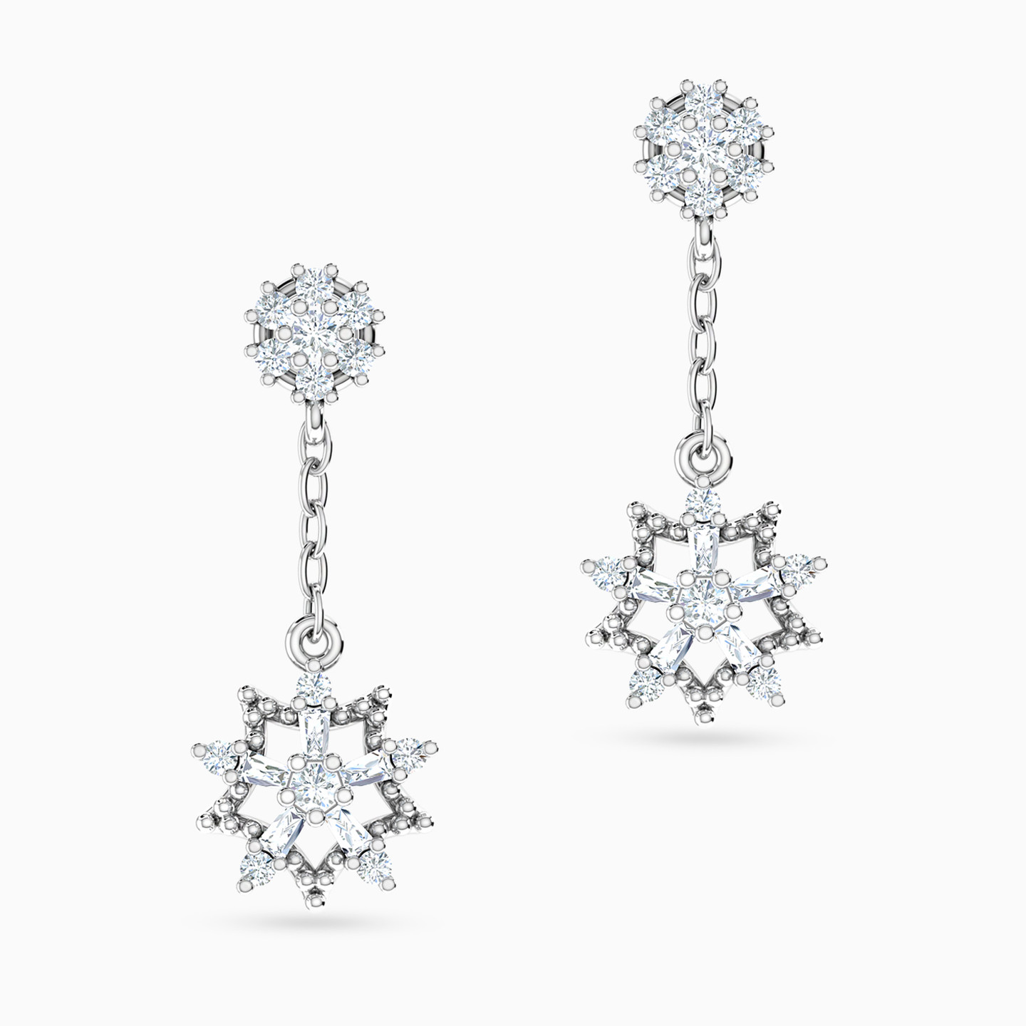 Flower Diamond Drop Earrings in 18K Gold Flower Diamond Drop Earrings in 18K Gold