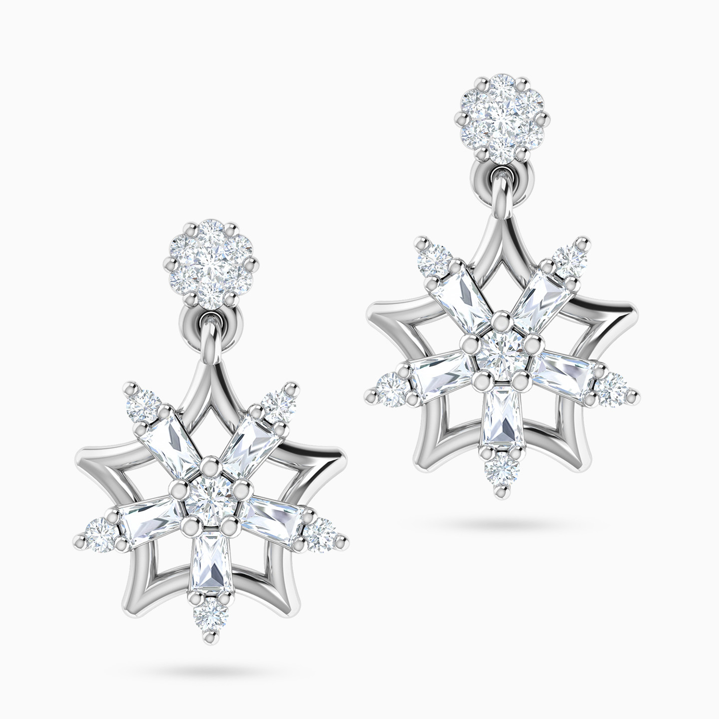 Flower Diamond Drop Earrings in 18K Gold Flower Diamond Drop Earrings in 18K Gold