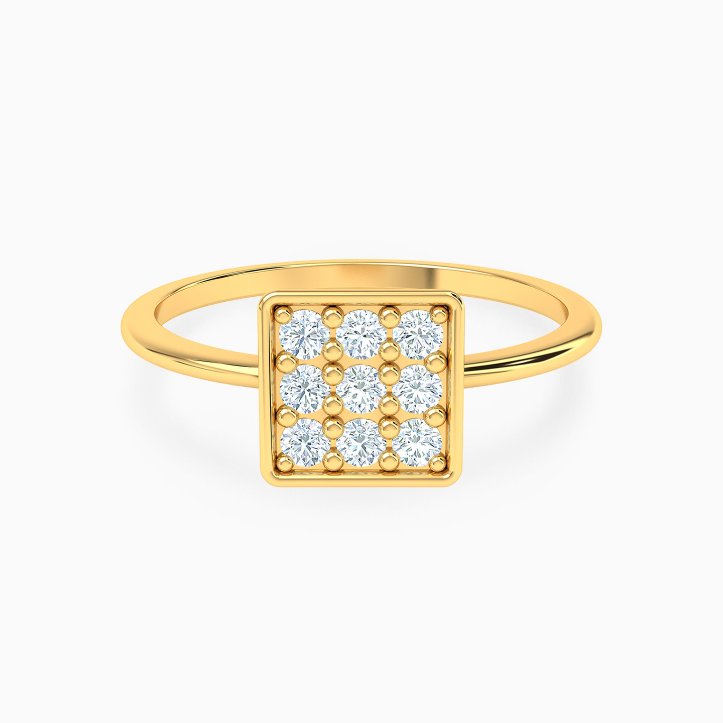 Square Cubic Zirconia Ring in 18K Gold