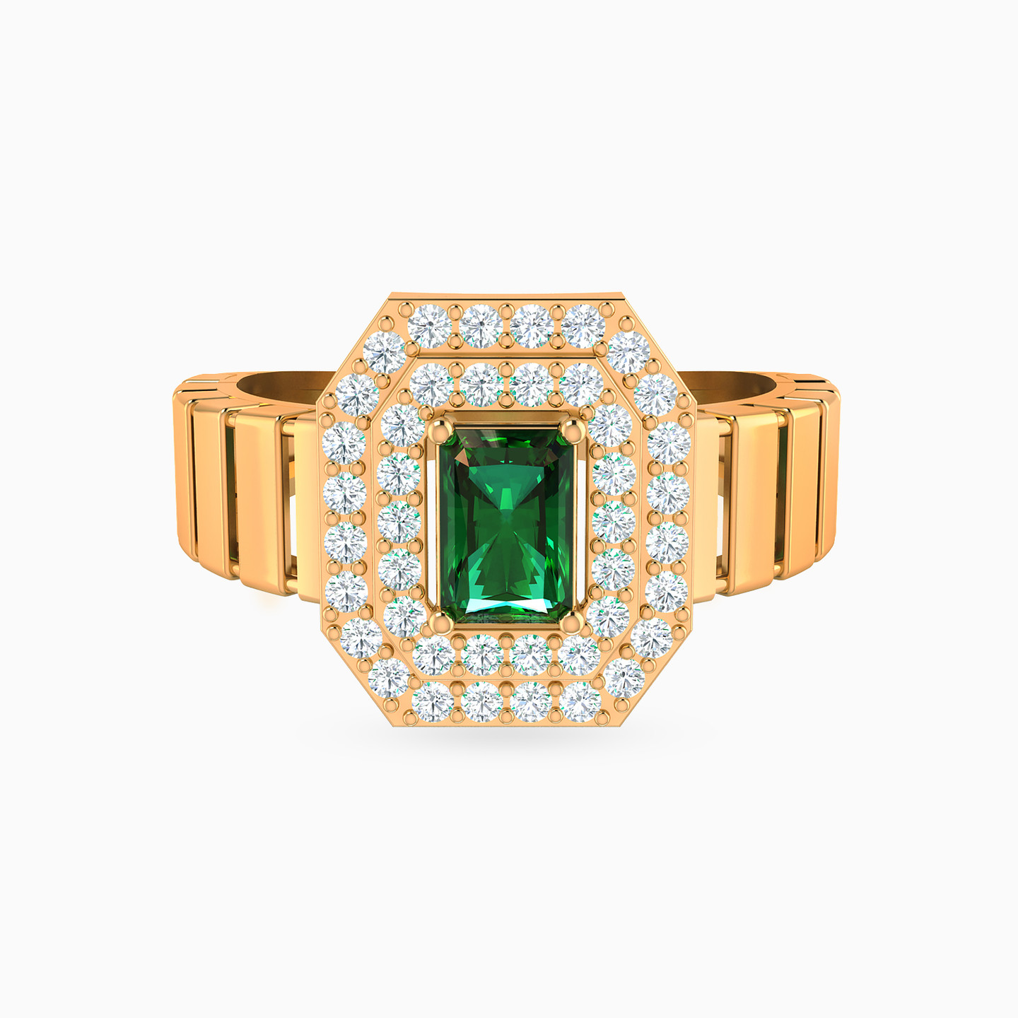 Baguette Green Stones Full Set in 21K Gold (3 Pieces) - 4 Baguette Green Stones Full Set in 21K Gold (3 Pieces) - 4