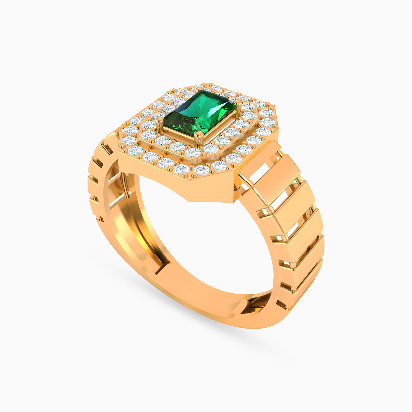 Baguette Green Stones Full Set in 21K Gold (3 Pieces) - 5 Baguette Green Stones Full Set in 21K Gold (3 Pieces) - 5