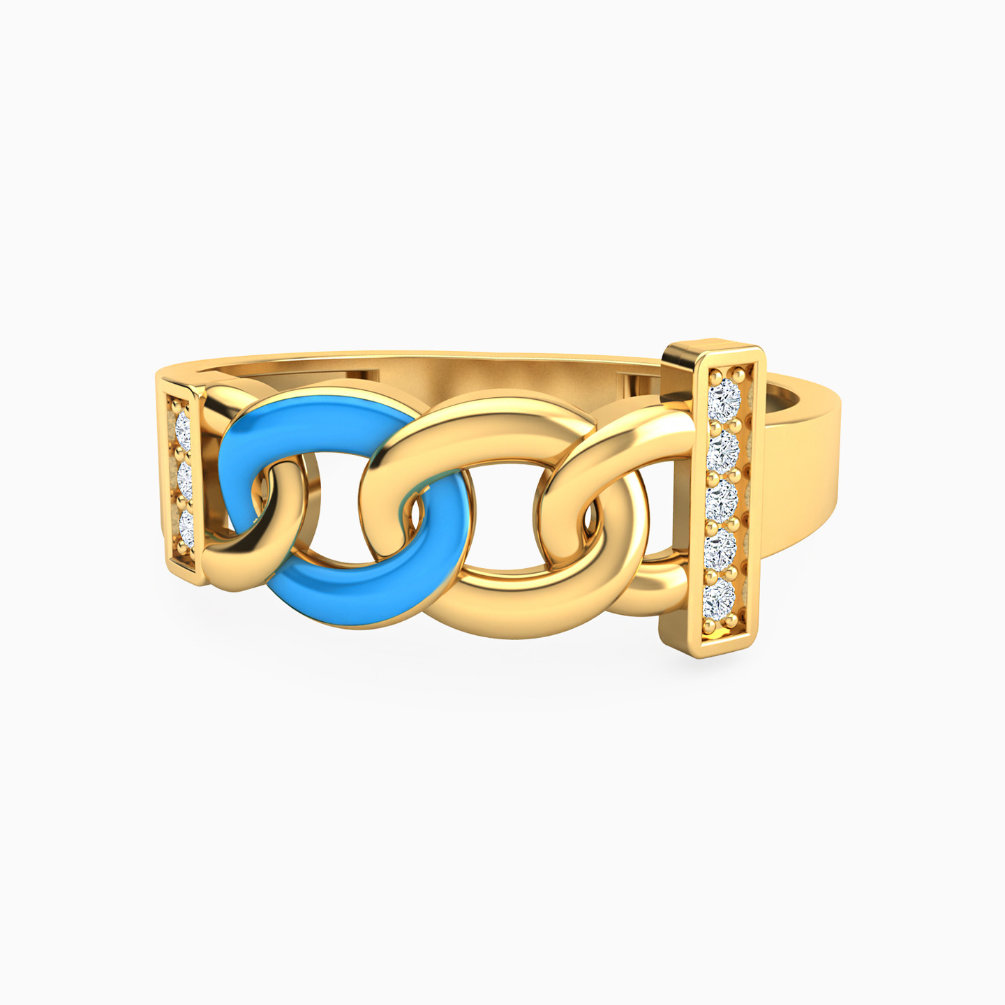 18K Gold Enamel Coated & Cubic Zirconia Statement Ring