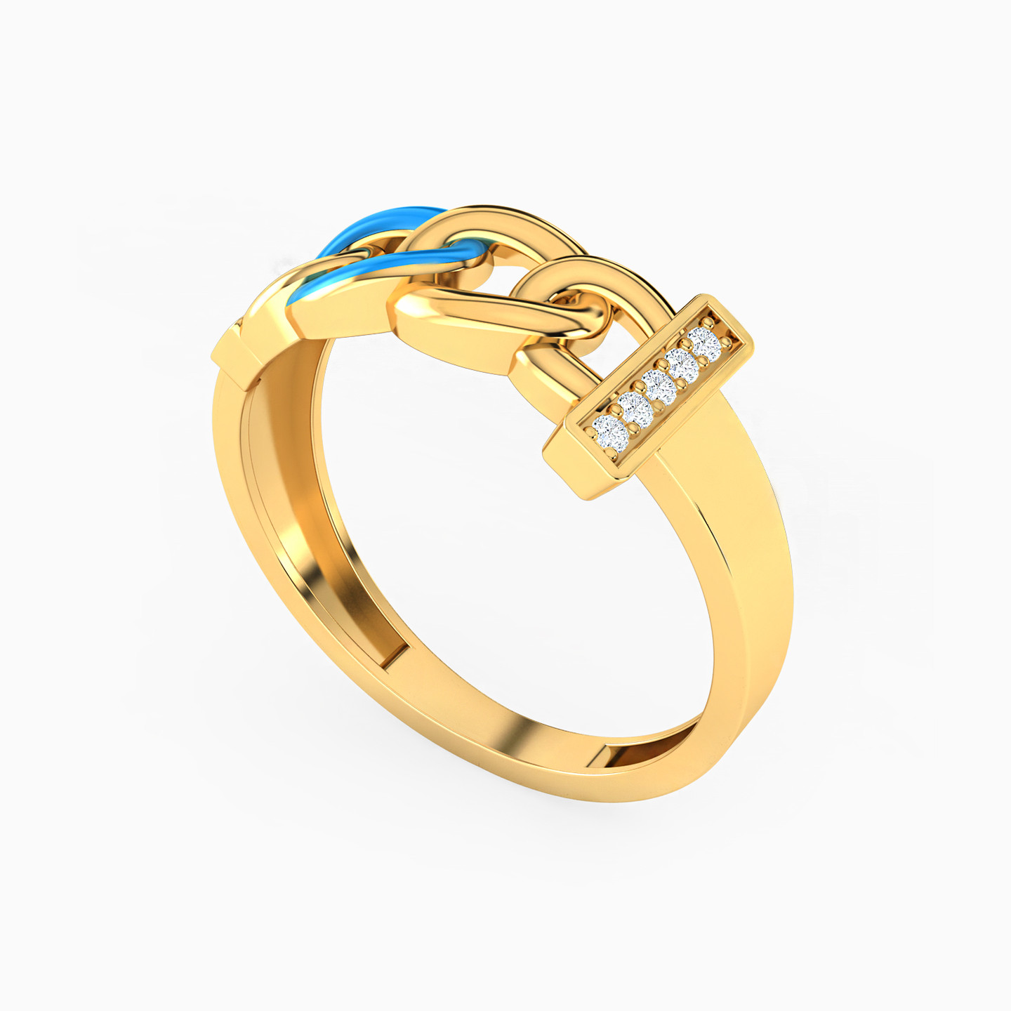 18K Gold Enamel Coated & Cubic Zirconia Statement Ring - 2